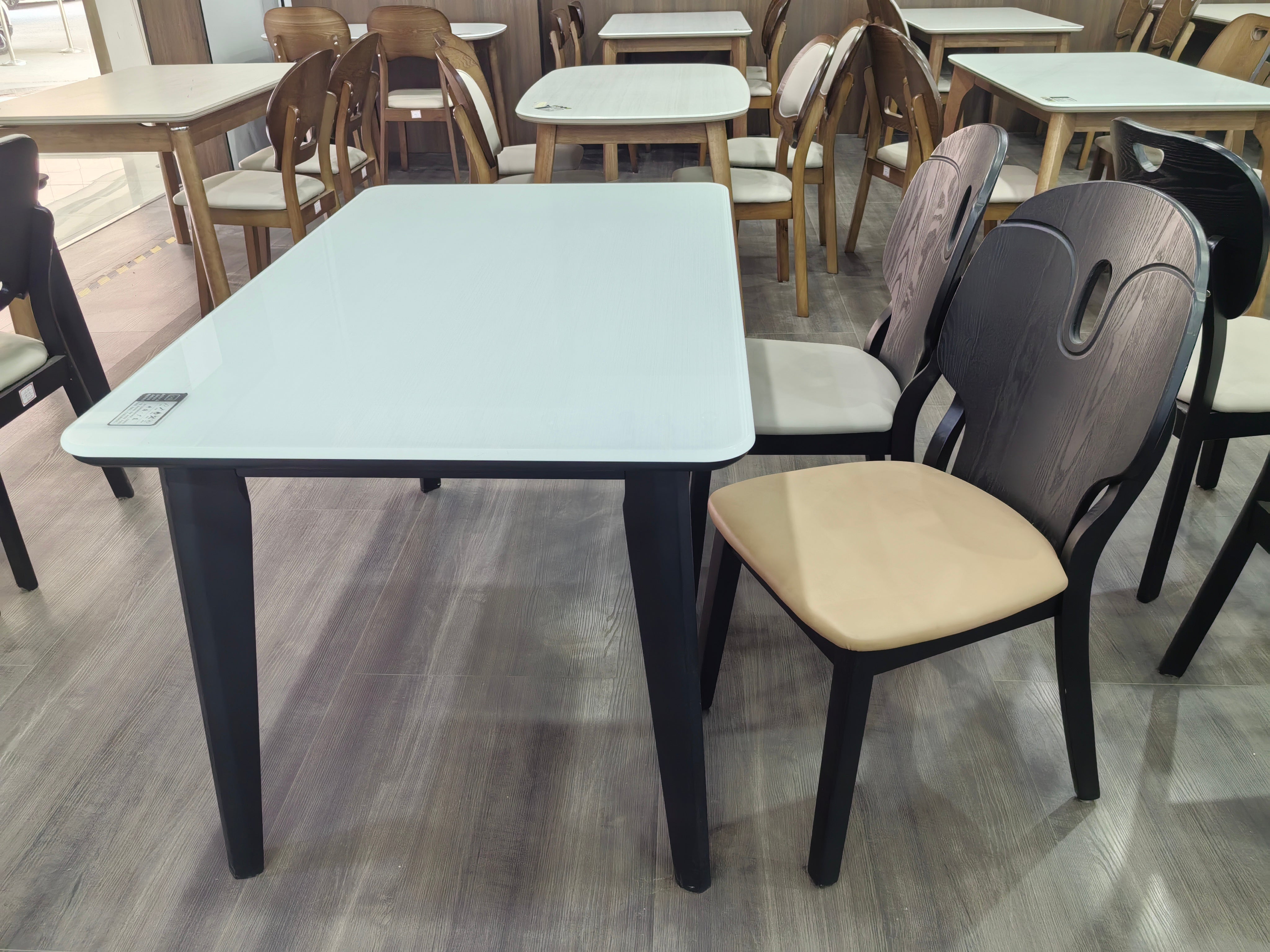 Dining Table Artificial Stone Solid Wood LKD025DTYS | LEUKHOME