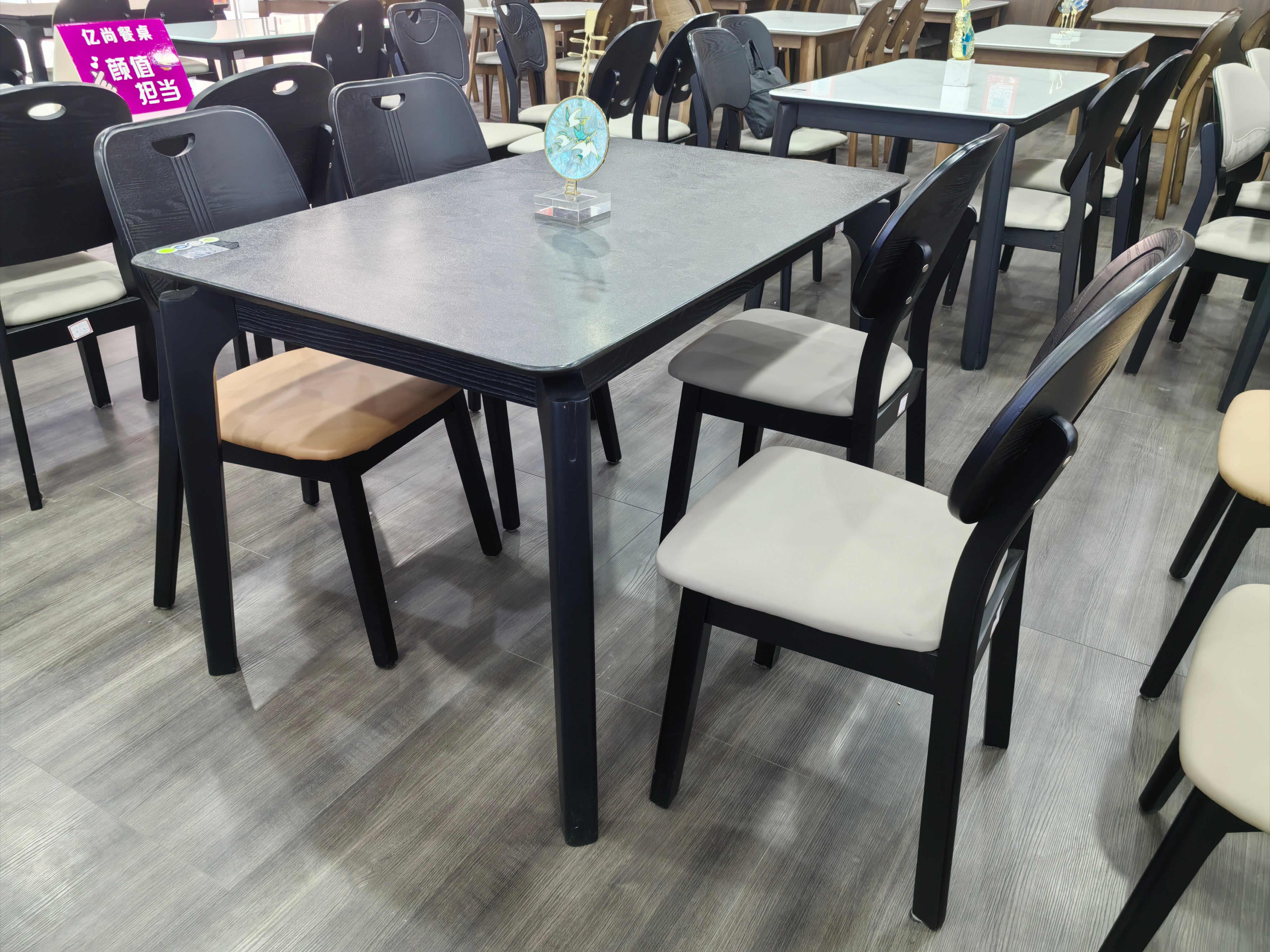 Dining Table Artificial Stone Solid Wood LKD027DTYS | LEUKHOME