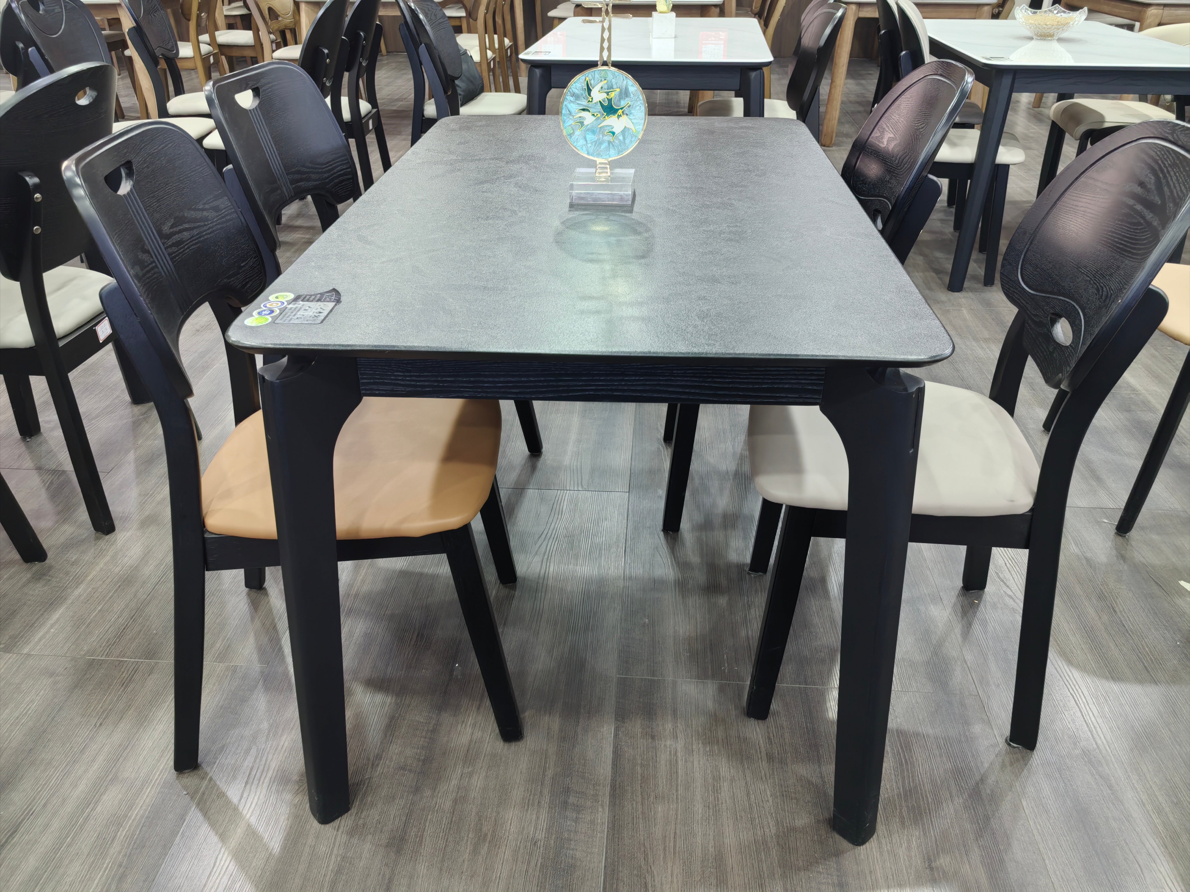 Dining Table Artificial Stone Solid Wood LKD027DTYS | LEUKHOME