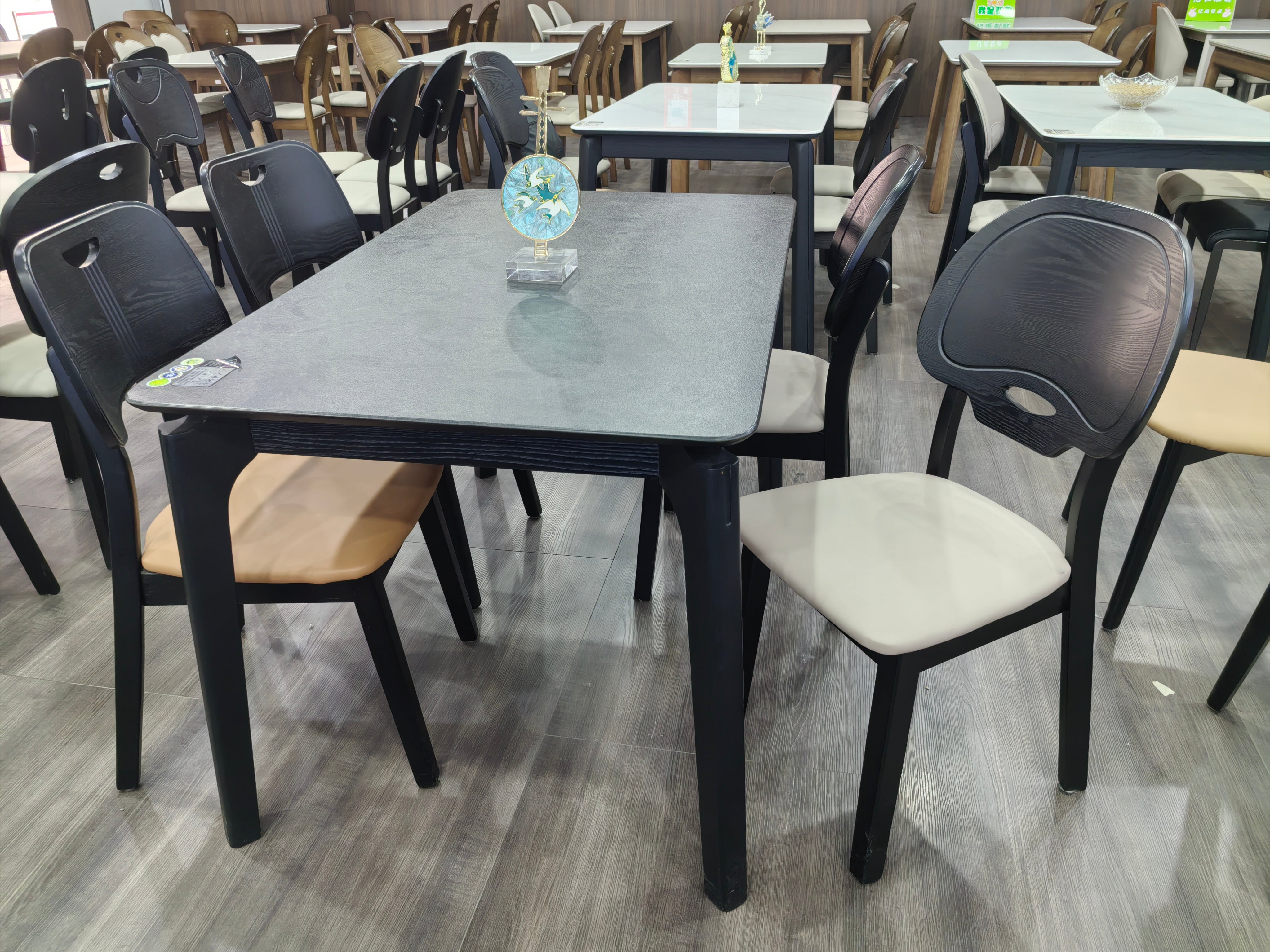 Dining Table Artificial Stone Solid Wood LKD027DTYS | LEUKHOME