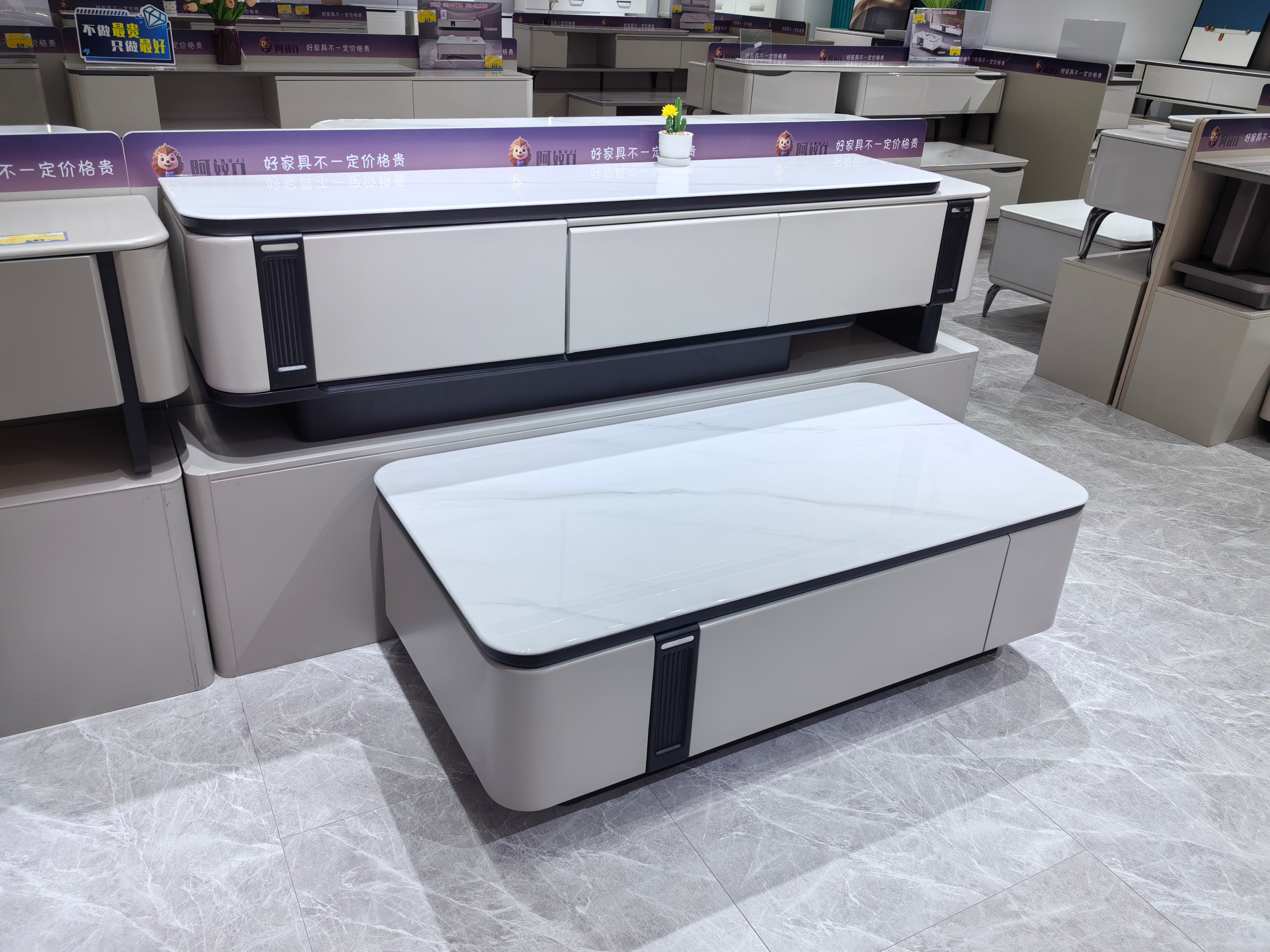 Coffee Table Artificial Stone Baking Paint LKL001CTANJ | LEUKHOME