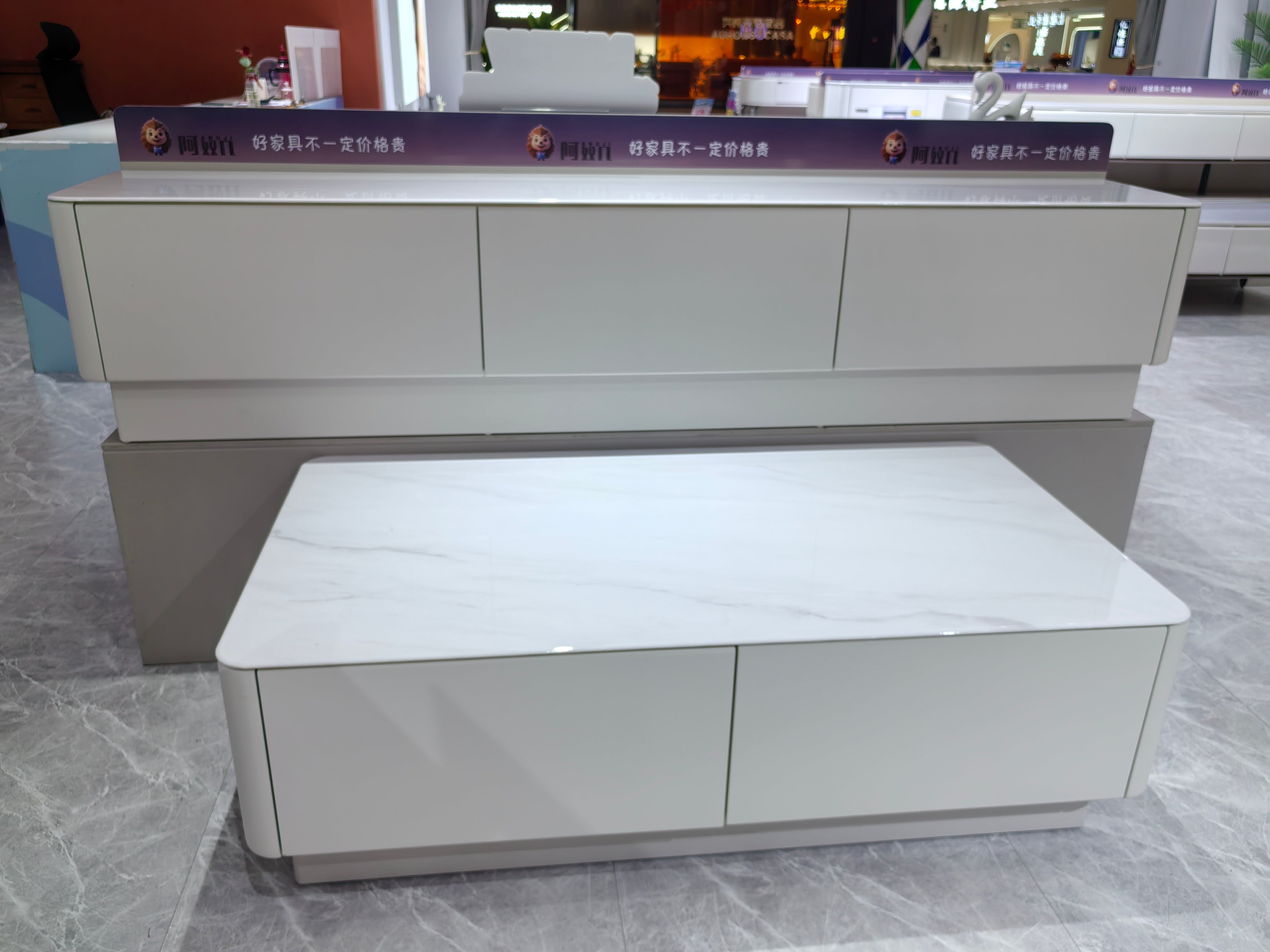 TV Stand Artificial Stone Baking Paint LKL014TSANJ | LEUKHOME