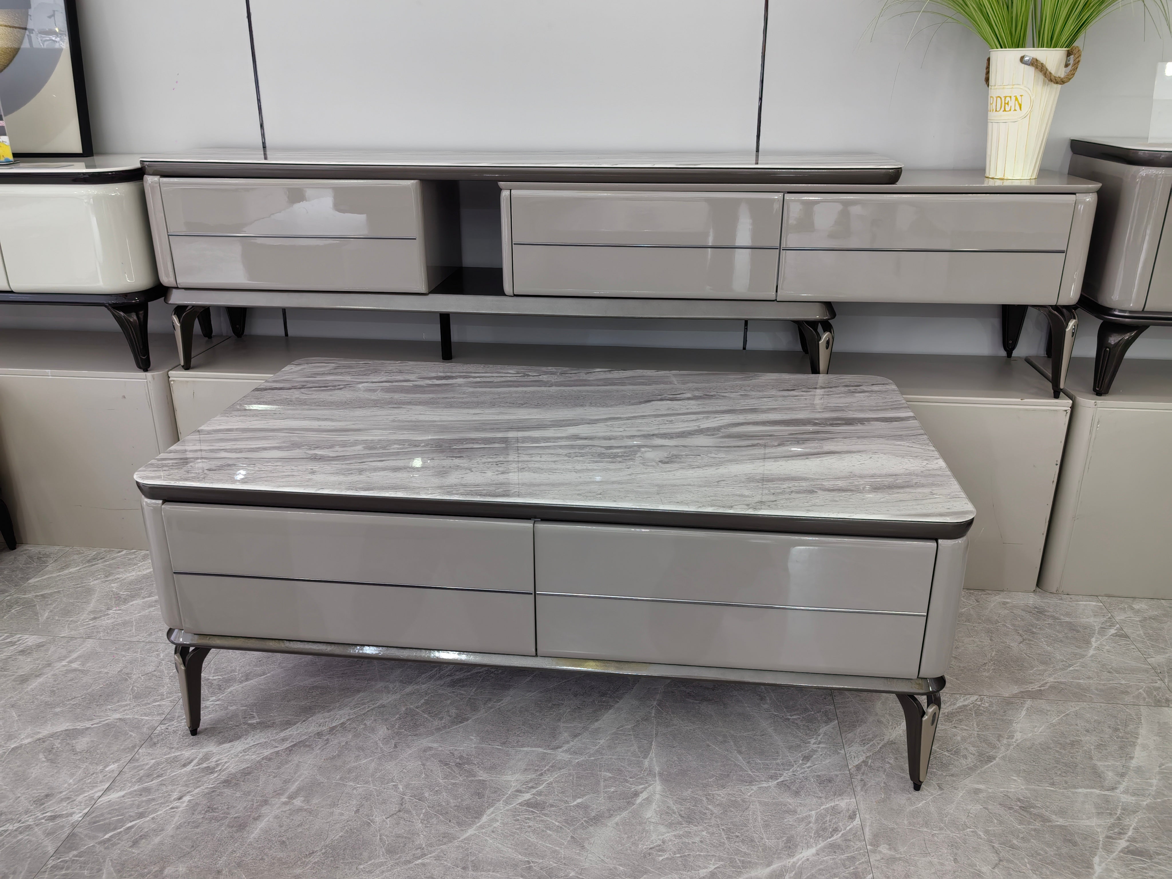 TV Stand Artificial Stone Baking Paint LKL016TSANJ | LEUKHOME