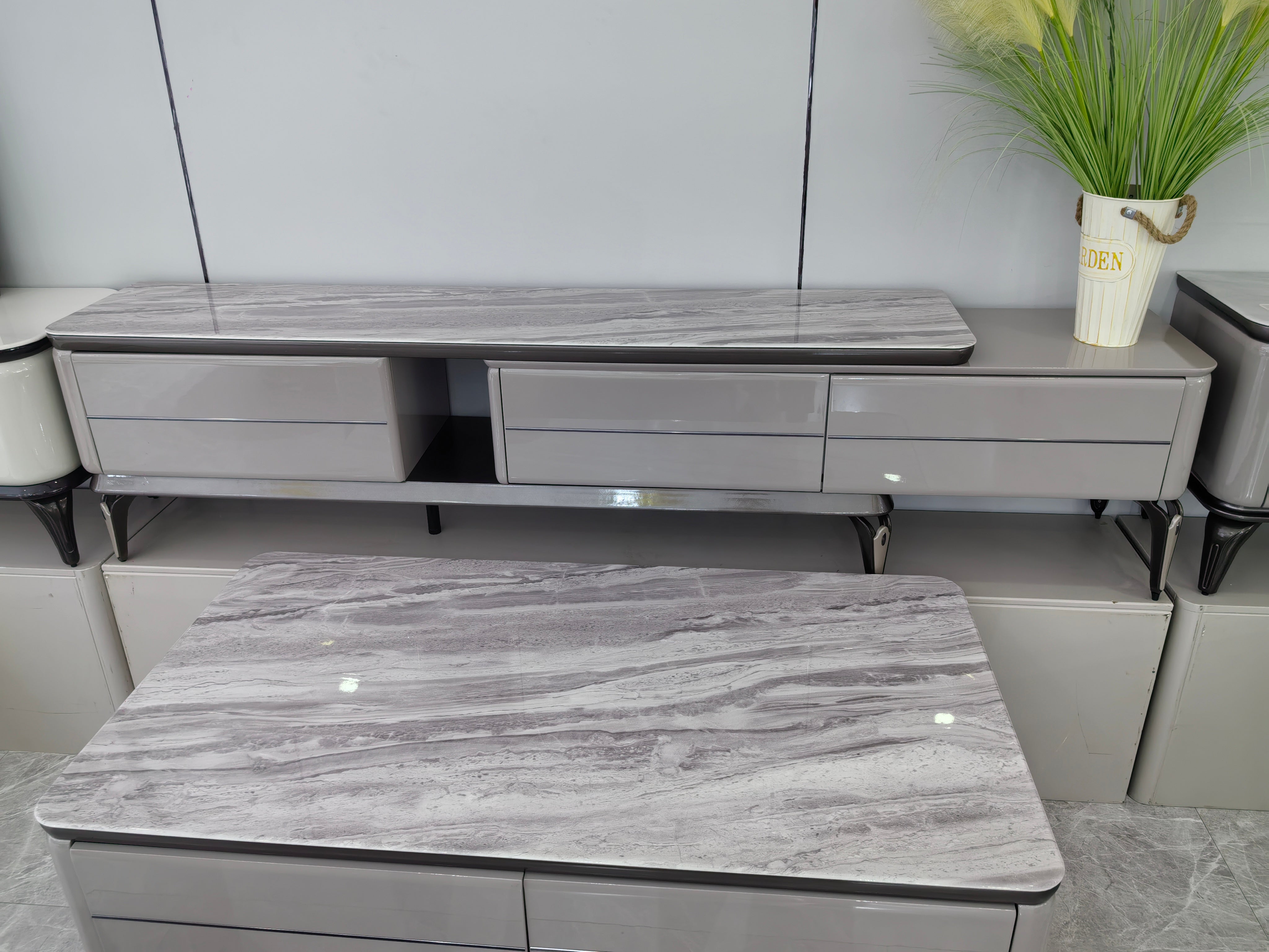 TV Stand Artificial Stone Baking Paint LKL016TSANJ | LEUKHOME