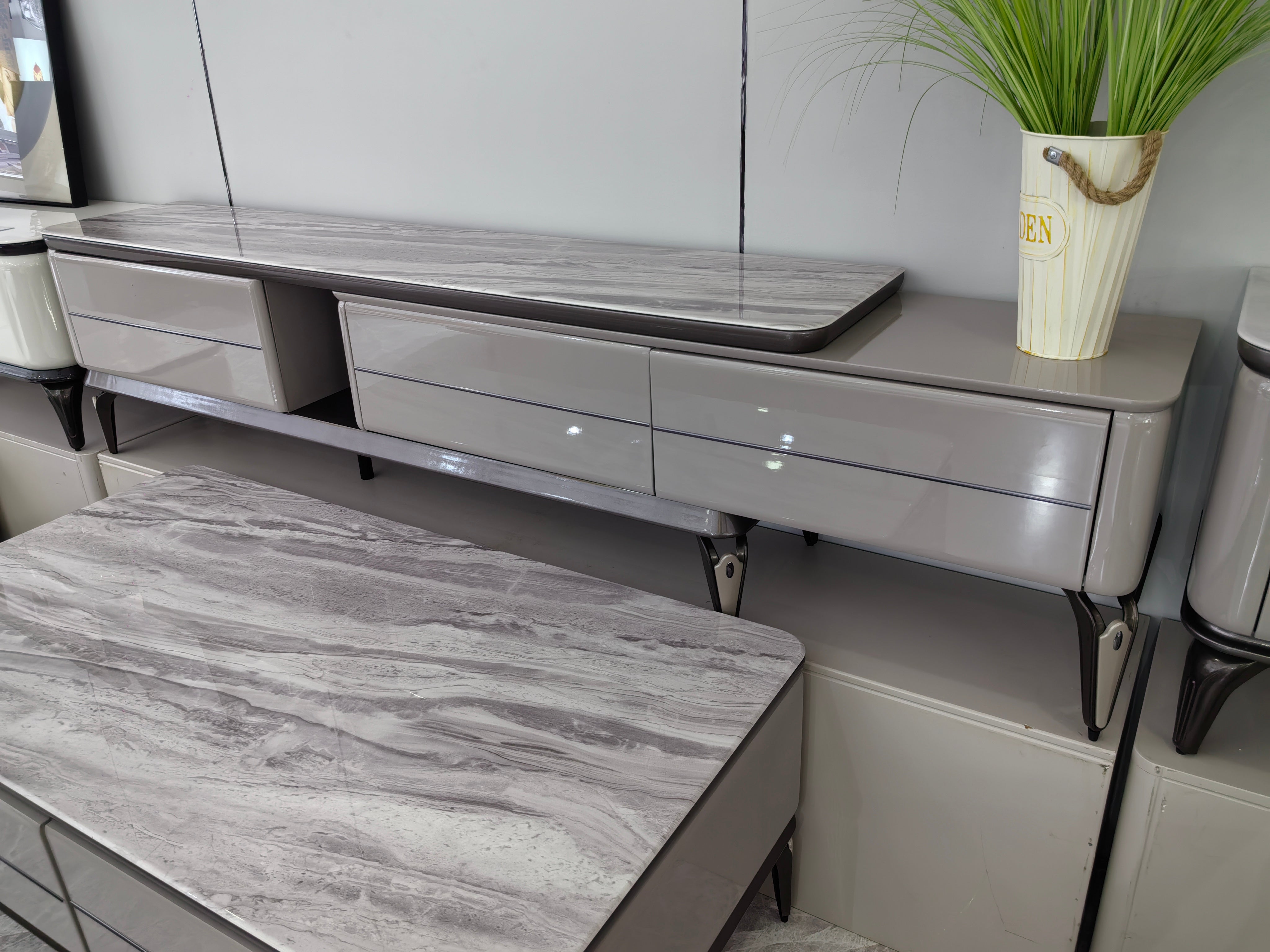 TV Stand Artificial Stone Baking Paint LKL016TSANJ | LEUKHOME