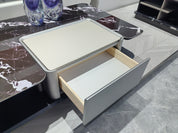 Coffee Table Artificial Stone Saddle Leather Wood Veneer‌ LKL017CTZZ | LEUKHOME