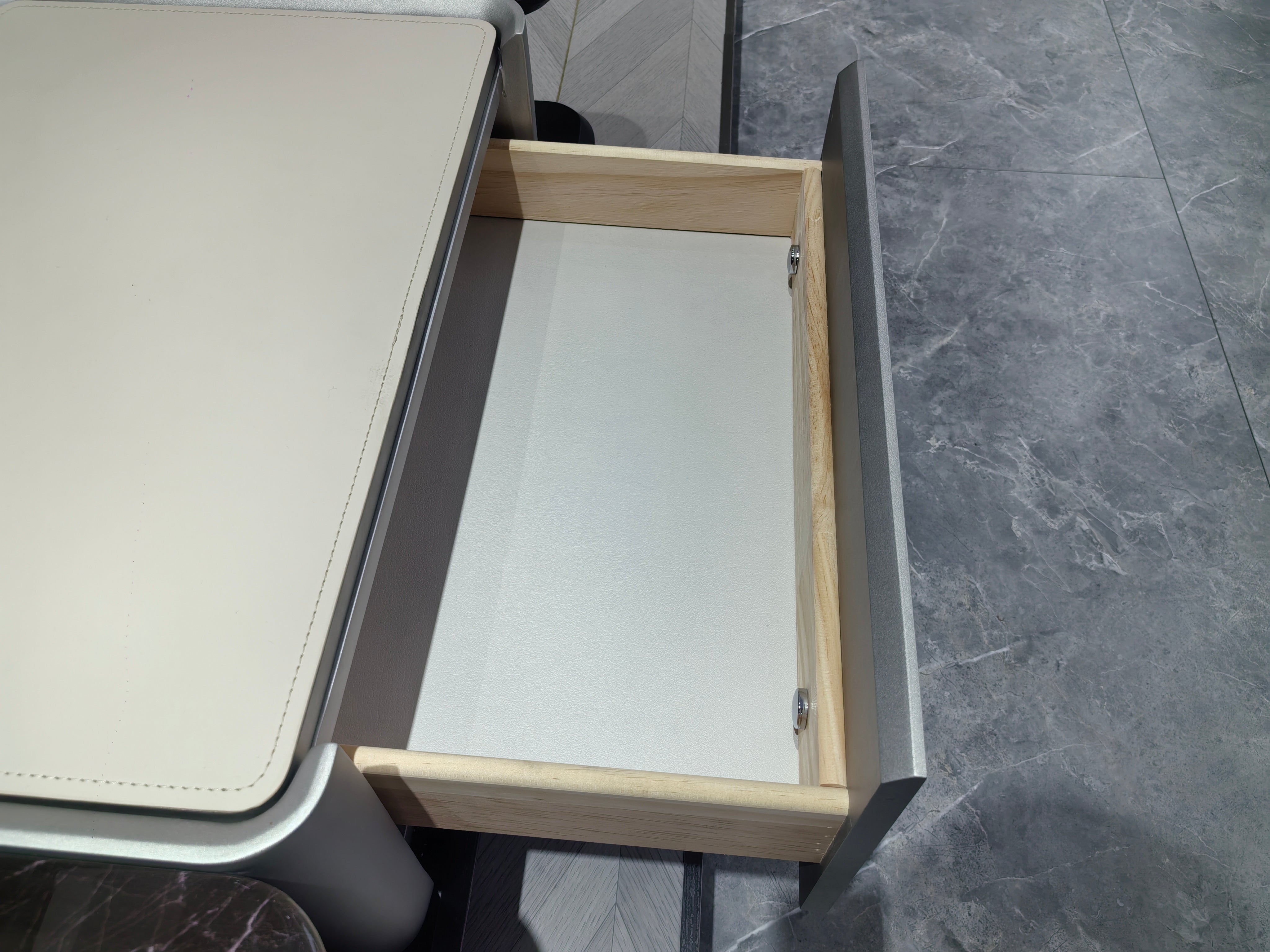 Coffee Table Artificial Stone Saddle Leather Wood Veneer‌ LKL017CTZZ | LEUKHOME