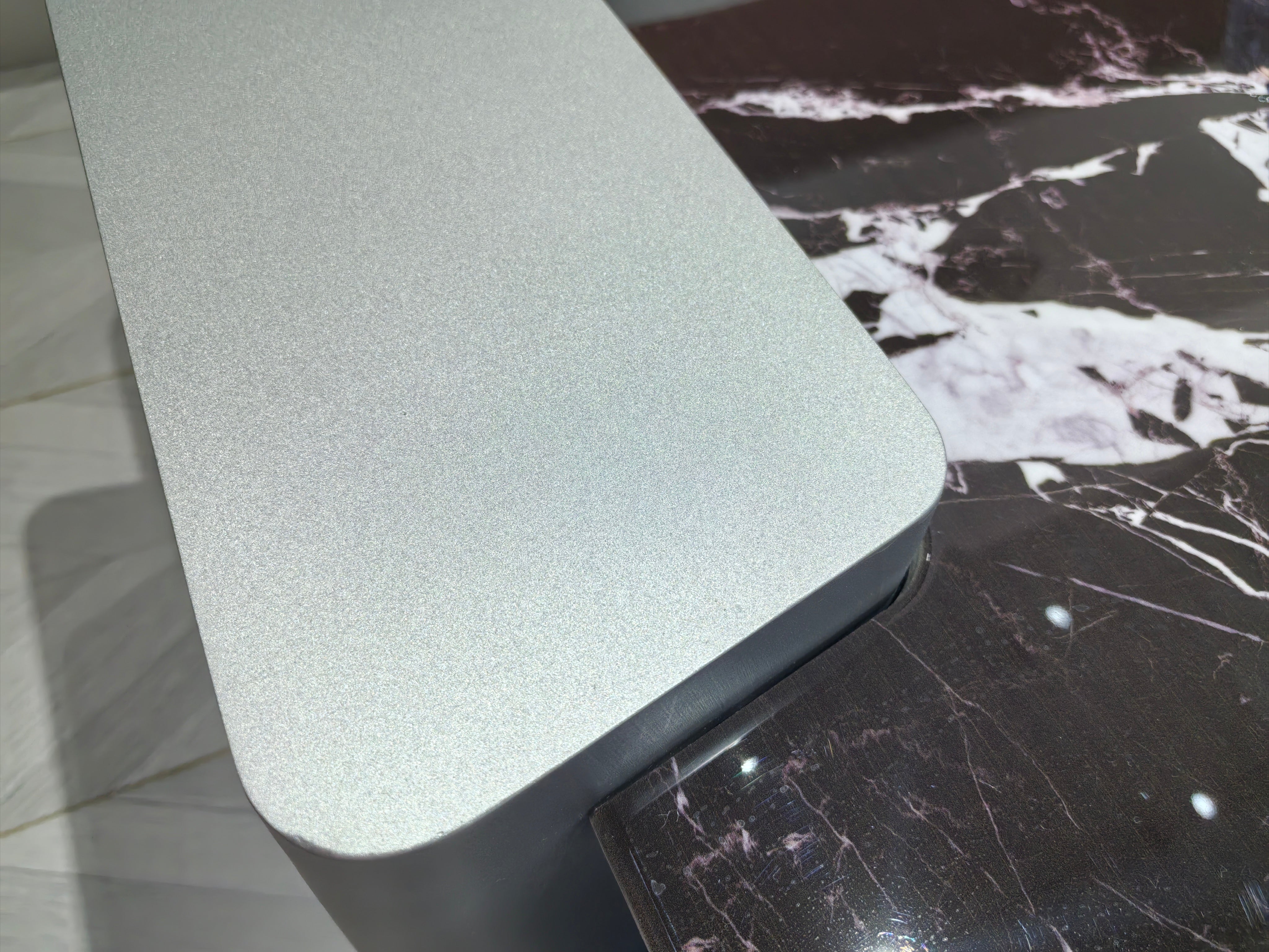 Coffee Table Artificial Stone Saddle Leather Wood Veneer‌ LKL017CTZZ | LEUKHOME