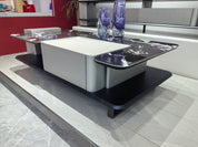 Coffee Table Artificial Stone Saddle Leather Wood Veneer‌ LKL017CTZZ | LEUKHOME