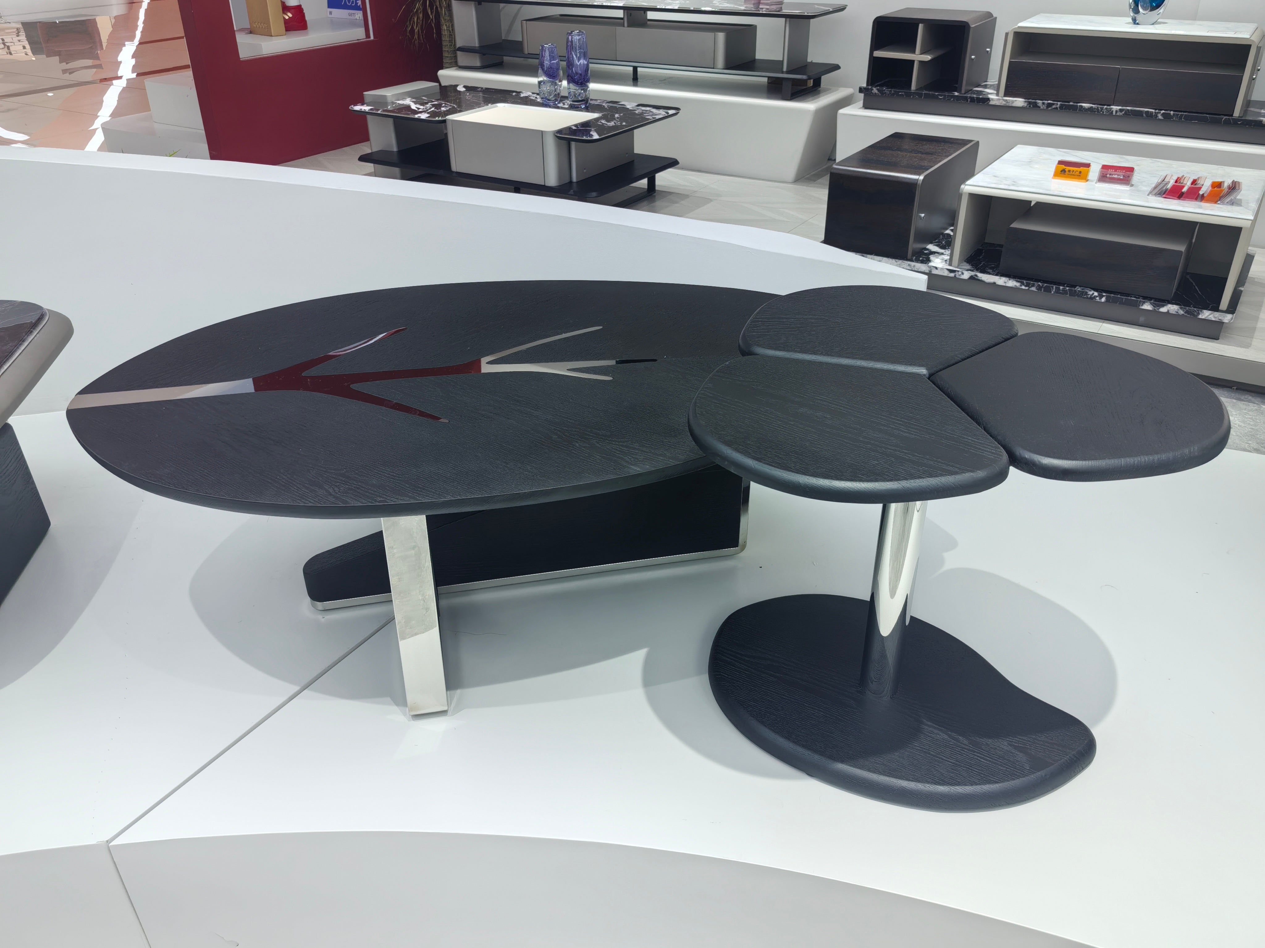 Coffee Table Stainless Steel Wood Veneer‌ LKL022TSZZ | LEUKHOME