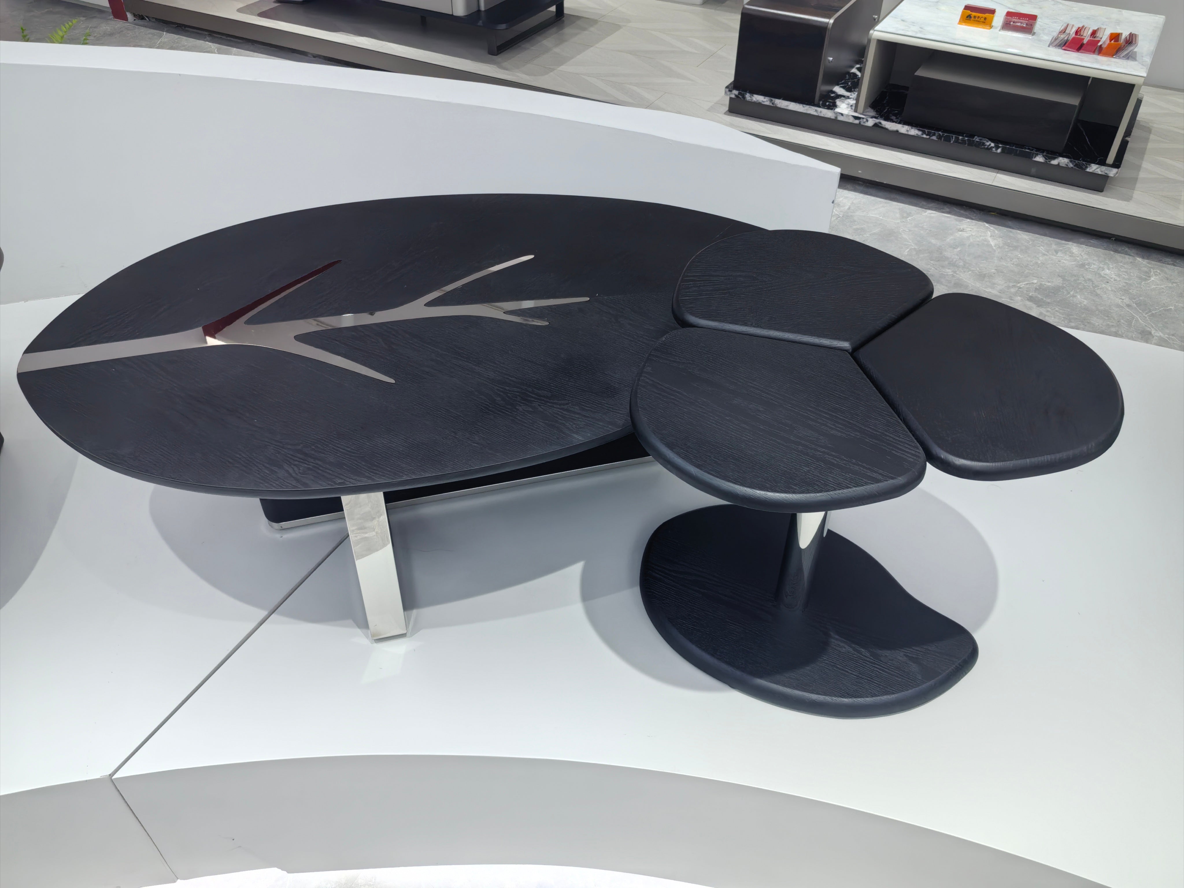 Coffee Table Stainless Steel Wood Veneer‌ LKL022TSZZ | LEUKHOME