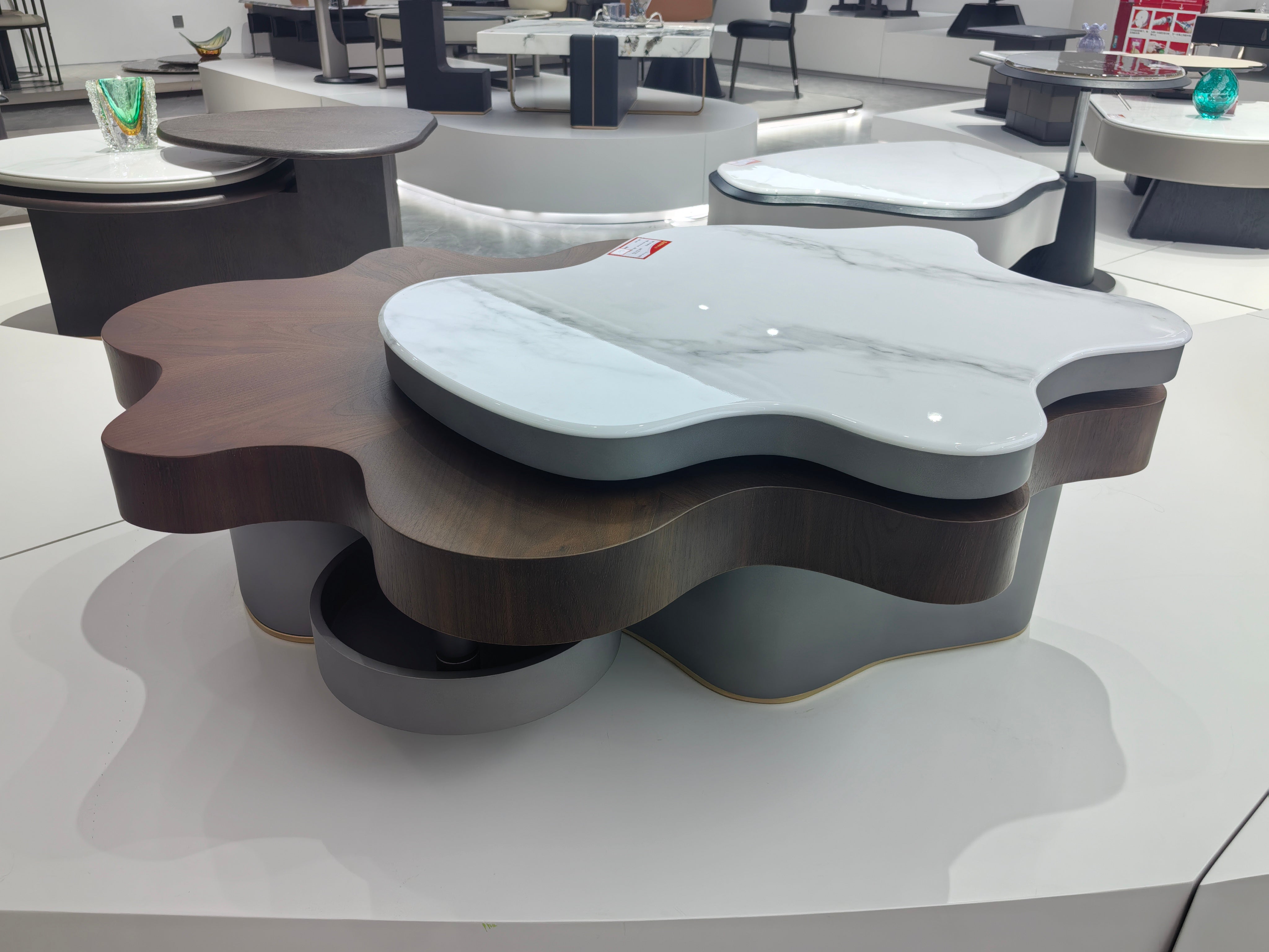 Coffee Table Artificial Stone Wood Veneer‌ LKL028CTZZ | LEUKHOME