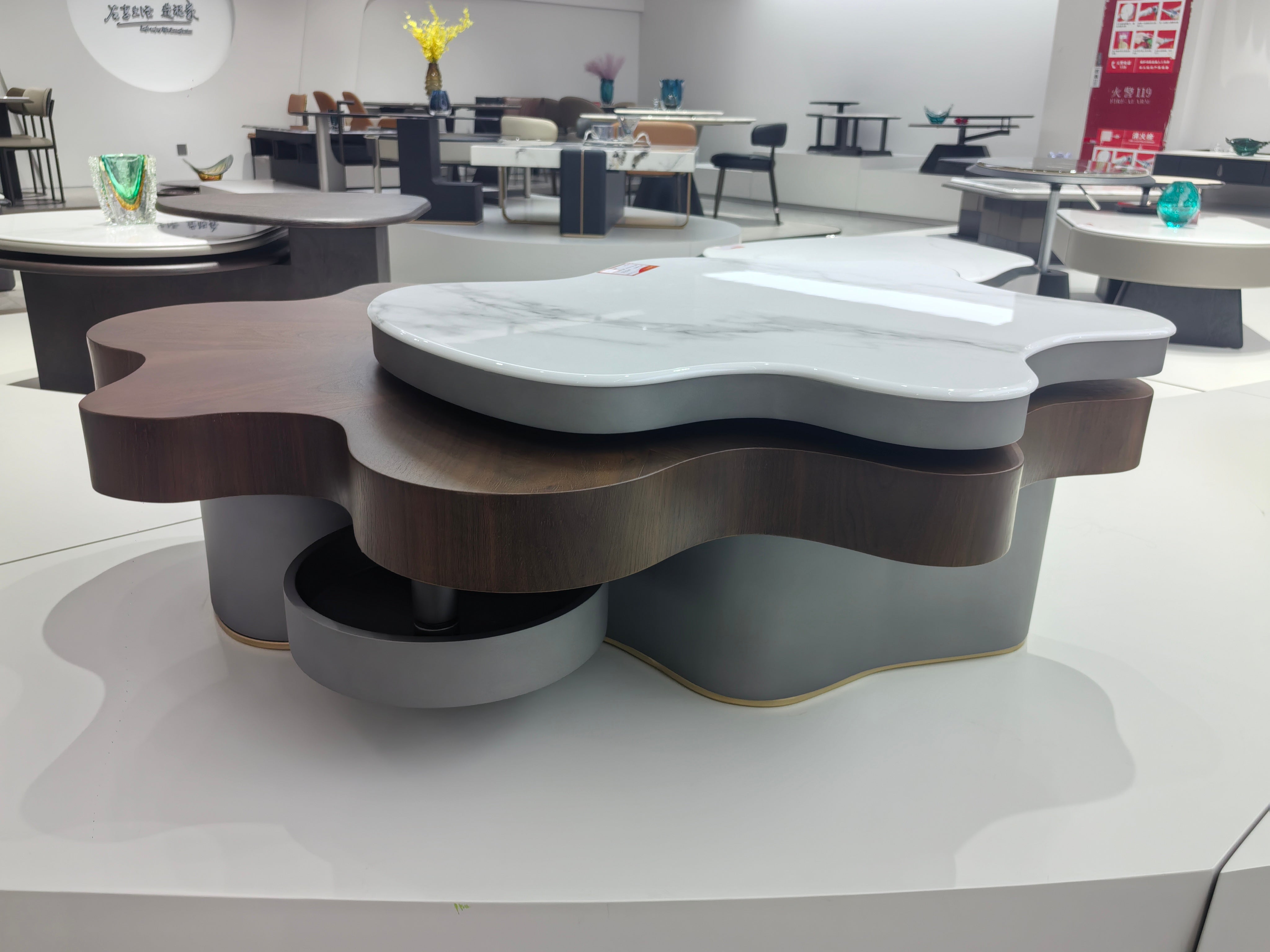 Coffee Table Artificial Stone Wood Veneer‌ LKL028CTZZ | LEUKHOME