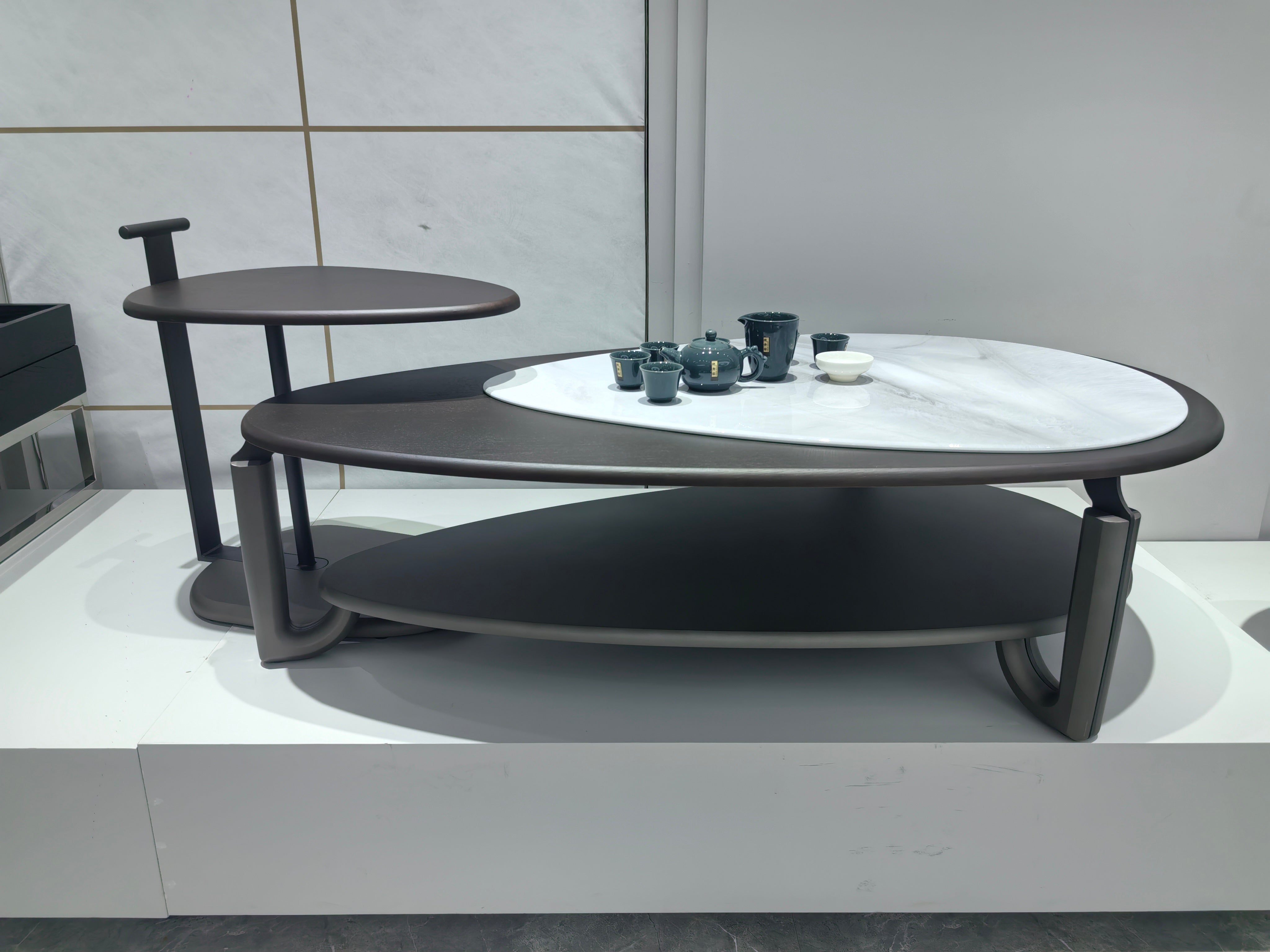 Coffee Table Artificial Stone Wood Veneer‌ LKL031CTZZ | LEUKHOME