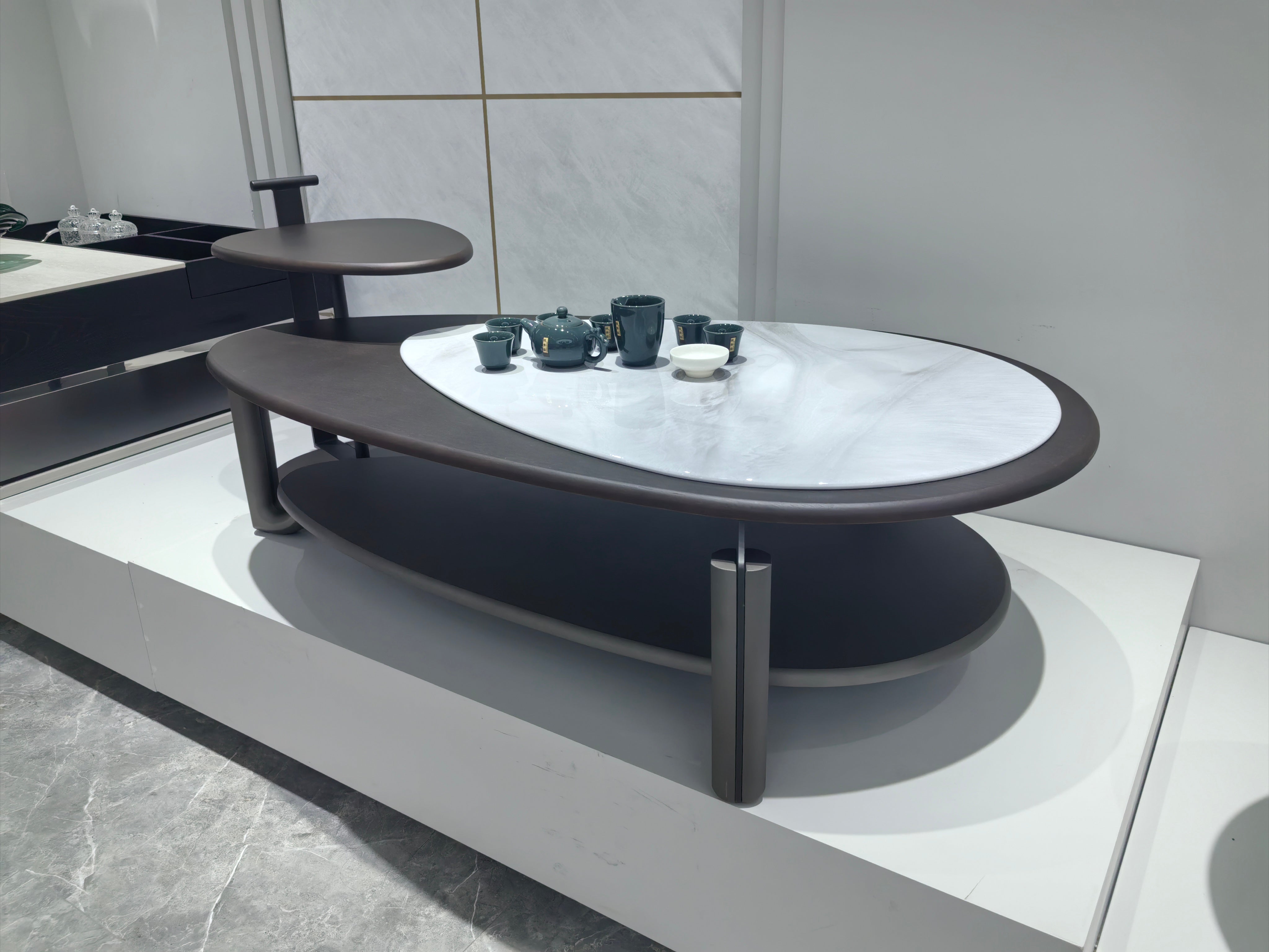 Coffee Table Artificial Stone Wood Veneer‌ LKL031CTZZ | LEUKHOME