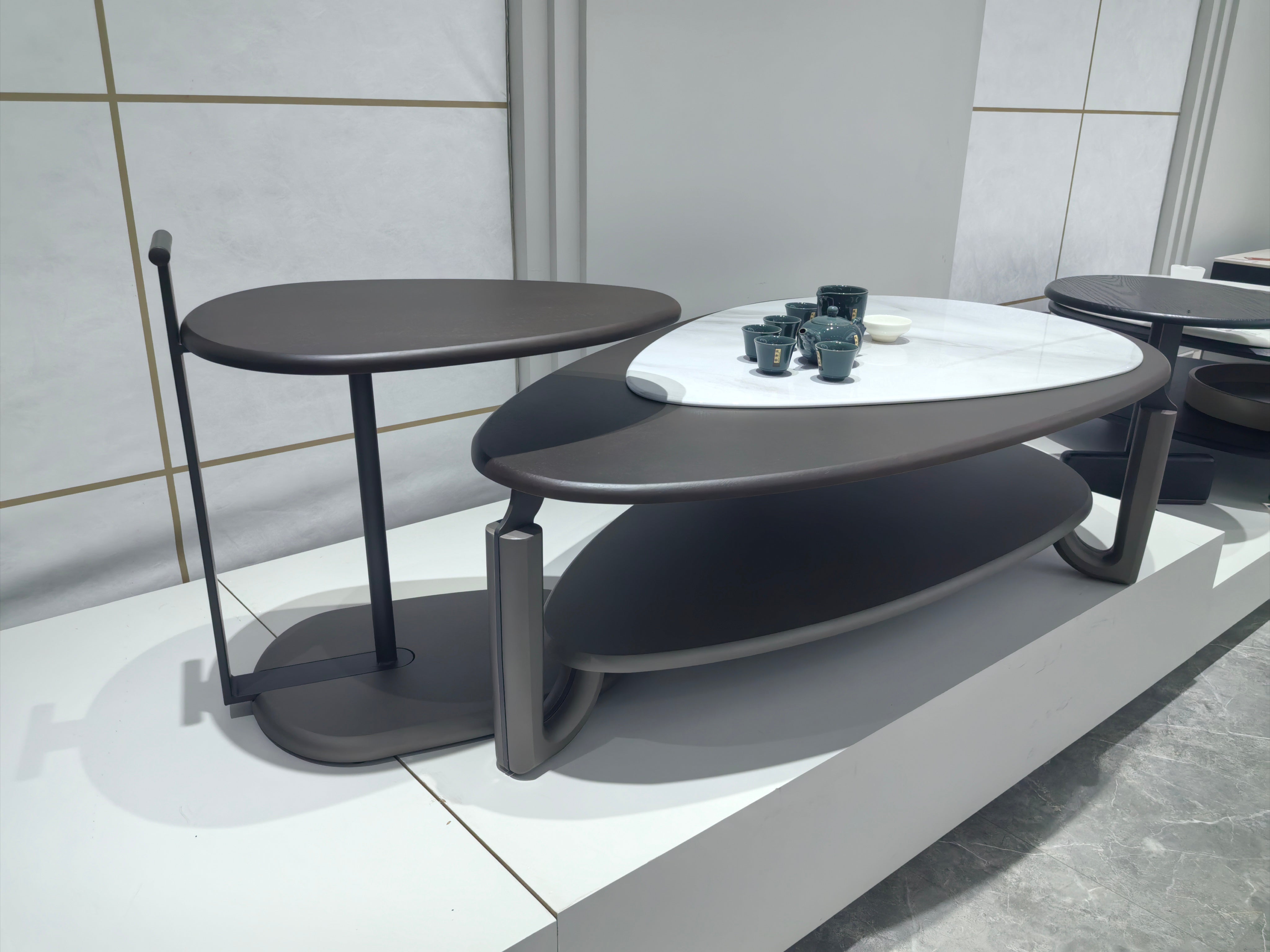 Coffee Table Artificial Stone Wood Veneer‌ LKL031CTZZ | LEUKHOME