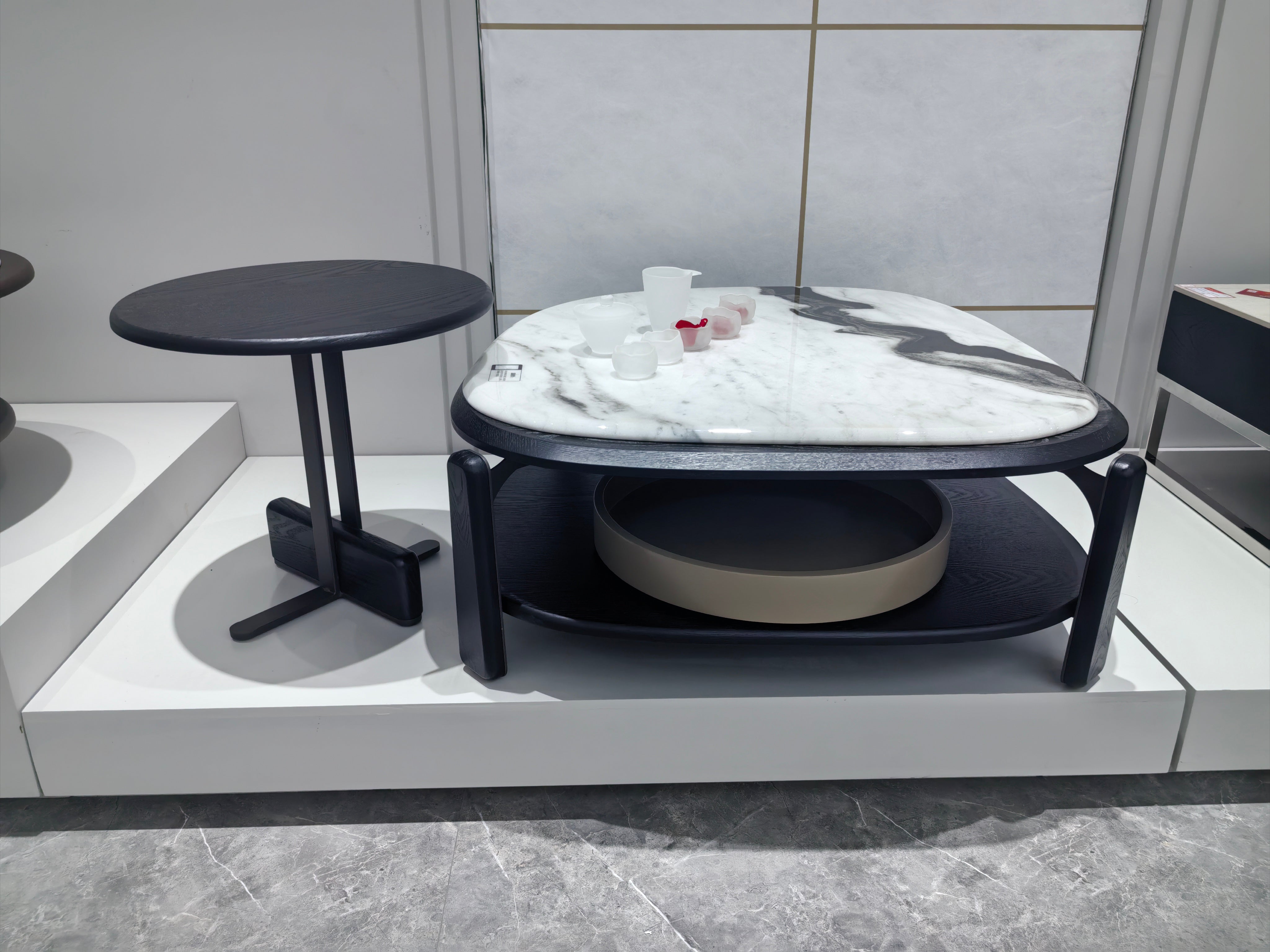 Coffee Table Artificial Stone Wood Veneer‌ LKL072CTZZ | LEUKHOME