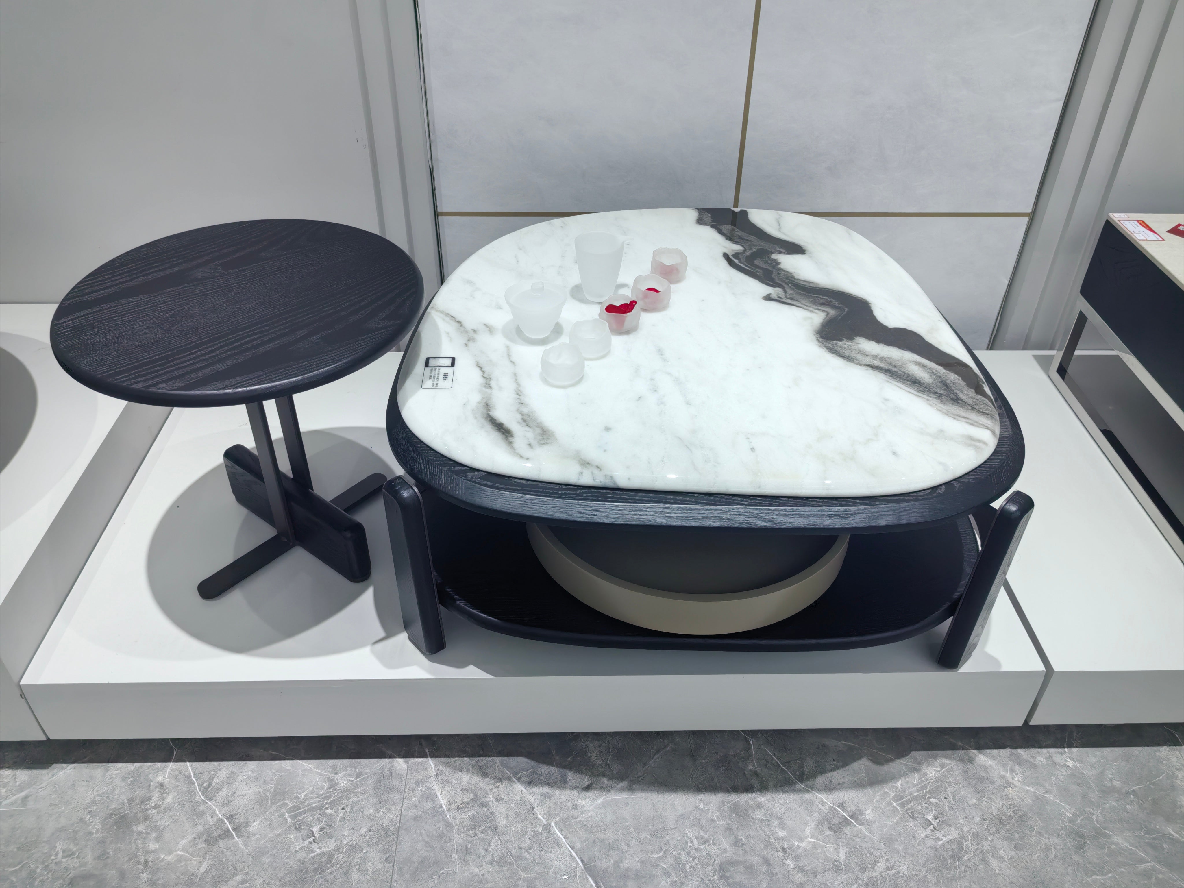 Coffee Table Artificial Stone Wood Veneer‌ LKL072CTZZ | LEUKHOME