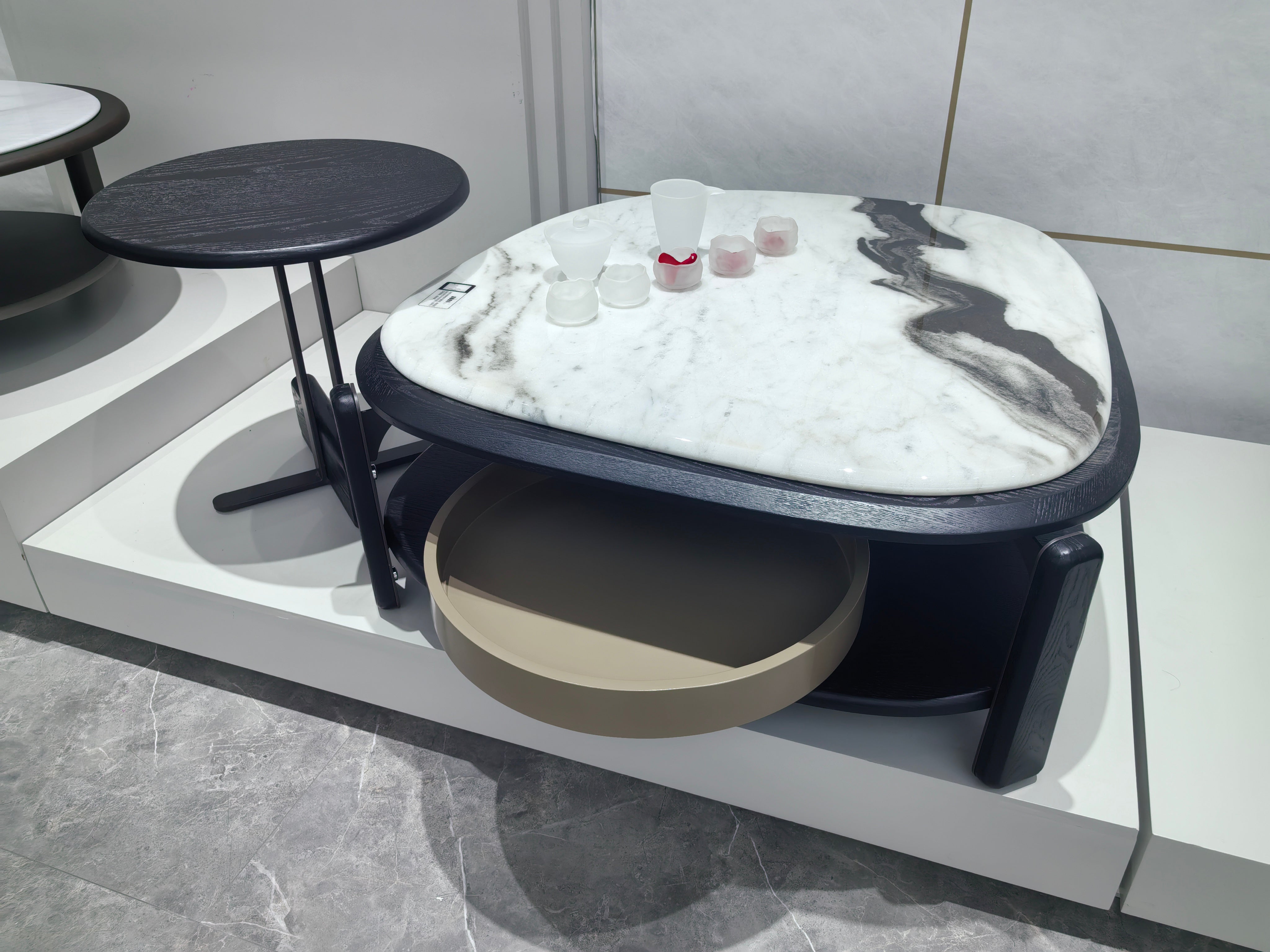 Coffee Table Artificial Stone Wood Veneer‌ LKL072CTZZ | LEUKHOME