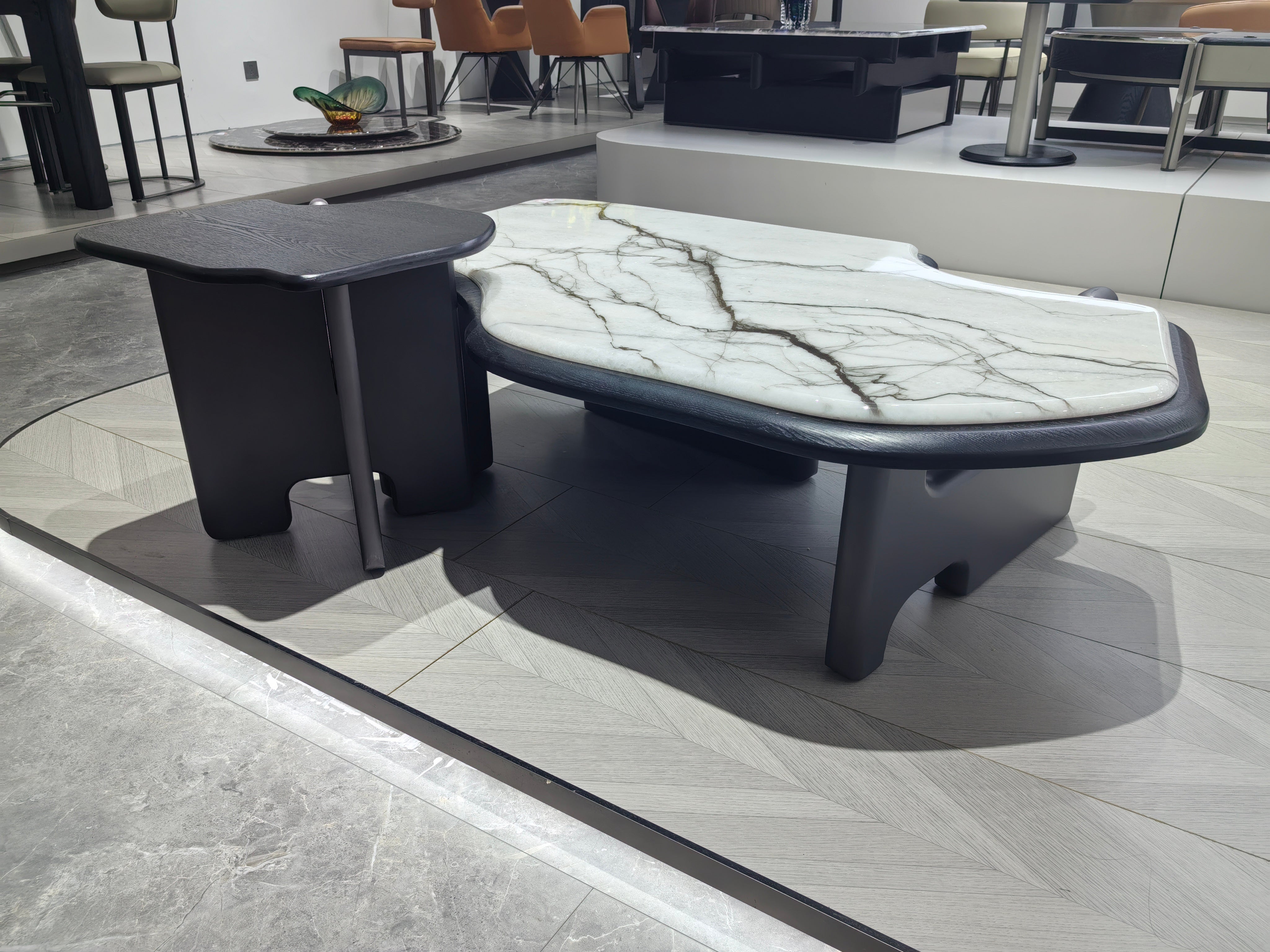 Журнальный столик из суперкристаллического камня, шпон дерева LKL034CTZZ | LEUKHOME