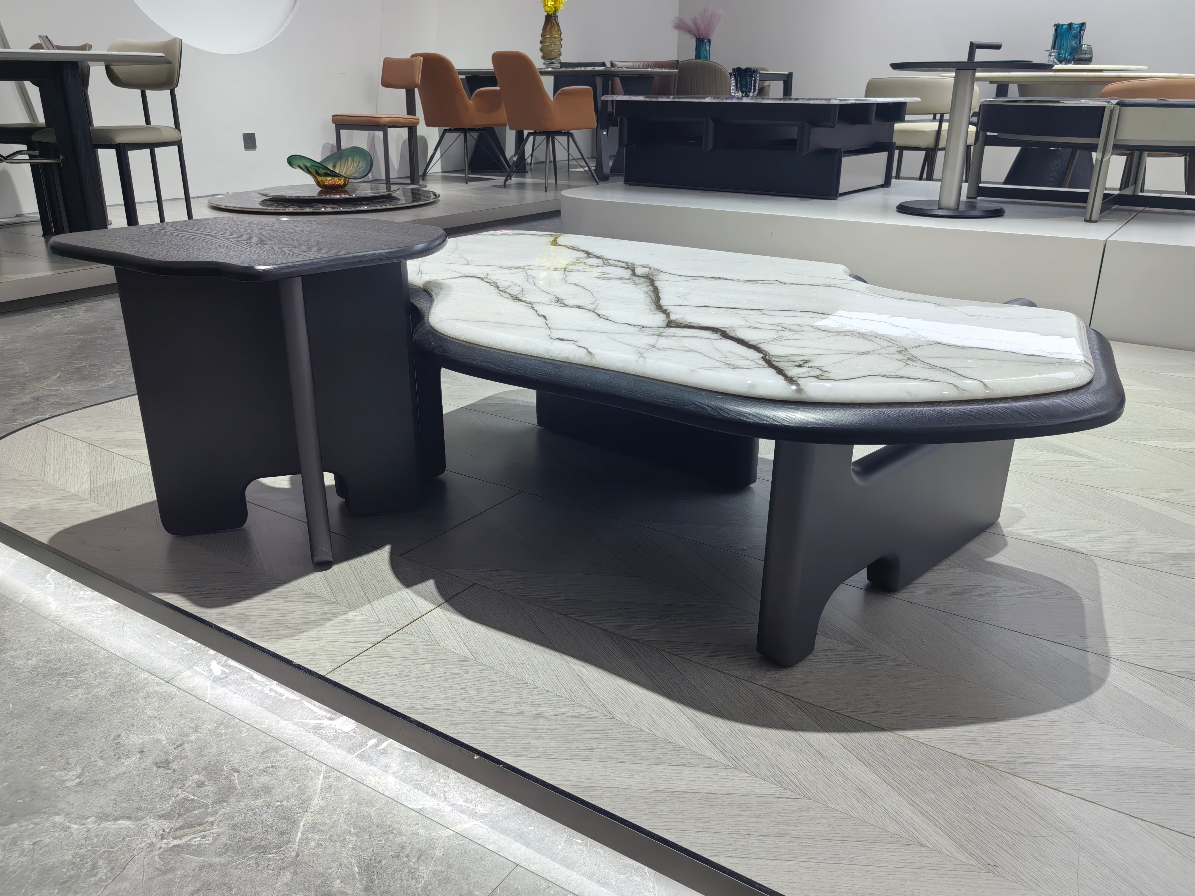 Журнальный столик из суперкристаллического камня, шпон дерева LKL034CTZZ | LEUKHOME