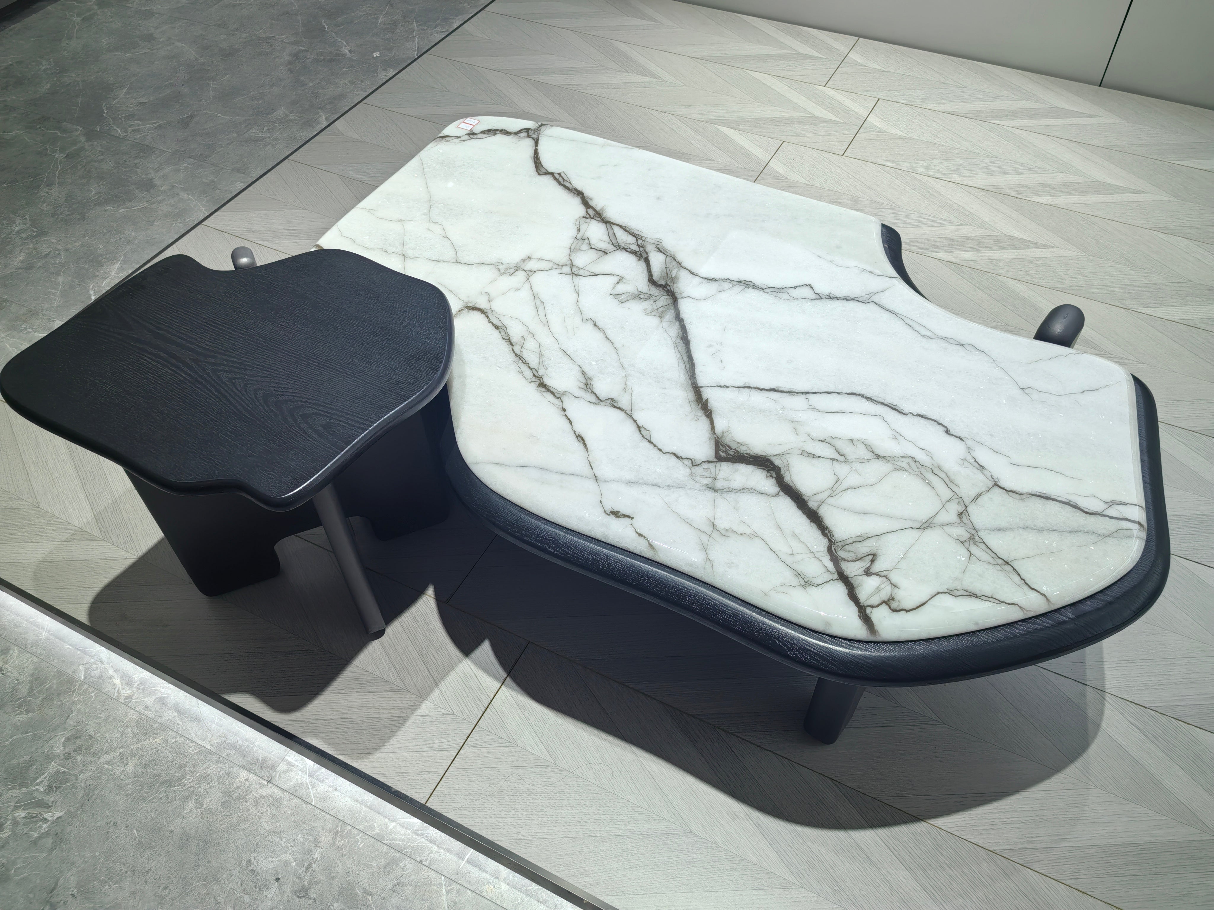 Журнальный столик из суперкристаллического камня, шпон дерева LKL034CTZZ | LEUKHOME