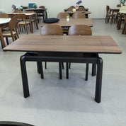 Обеденный стол из искусственного камня и массива дерева LKD005DTXYD | LEUKHOME