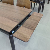 Обеденный стол из искусственного камня и массива дерева LKD005DTXYD | LEUKHOME