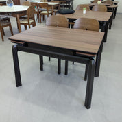 Обеденный стол из искусственного камня и массива дерева LKD005DTXYD | LEUKHOME