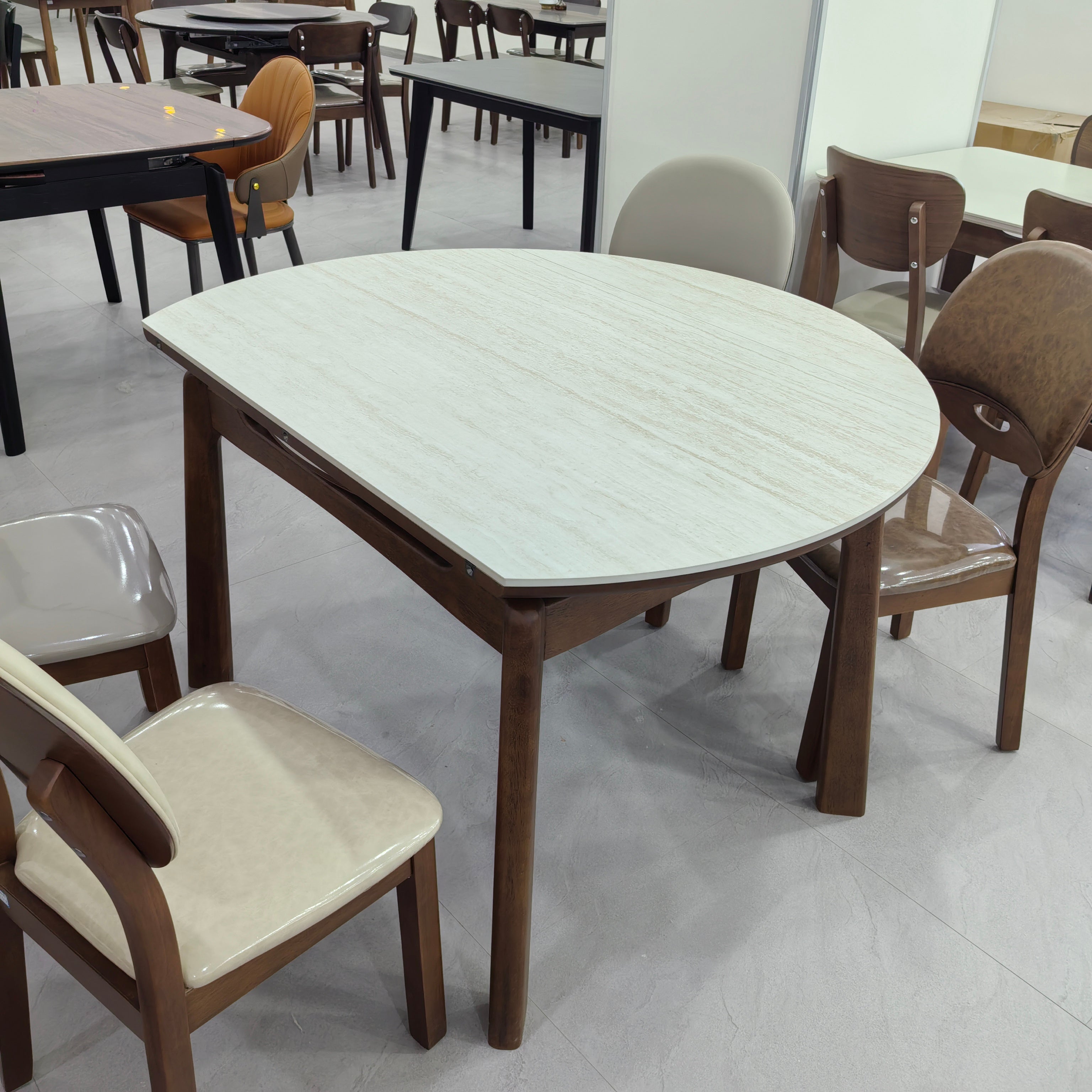Dining Table Sintered Stone Solid Wood LKD007DTXYD | LEUKHOME