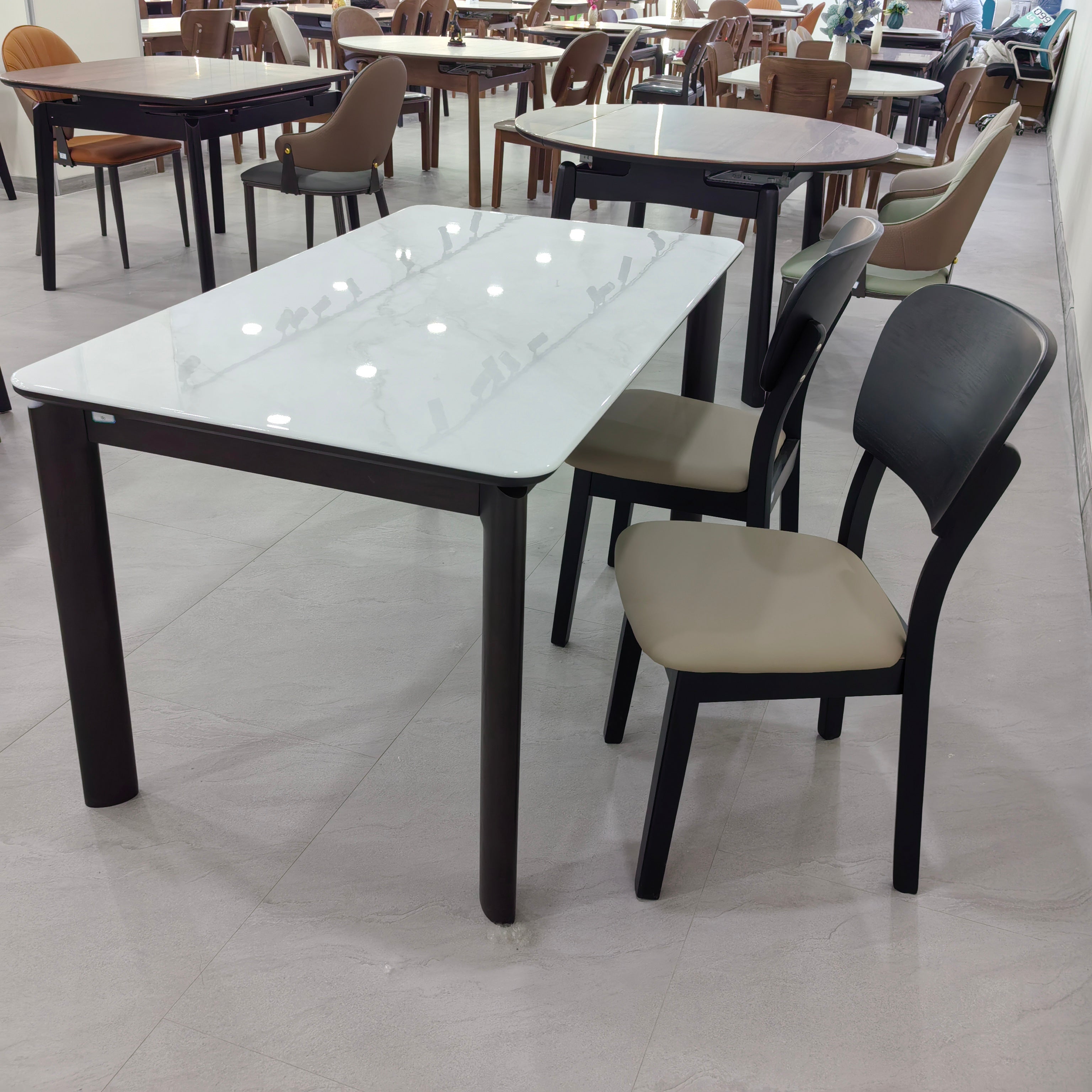 Dining Table Artificial Stone Solid Wood LKD013DTXYD | LEUKHOME