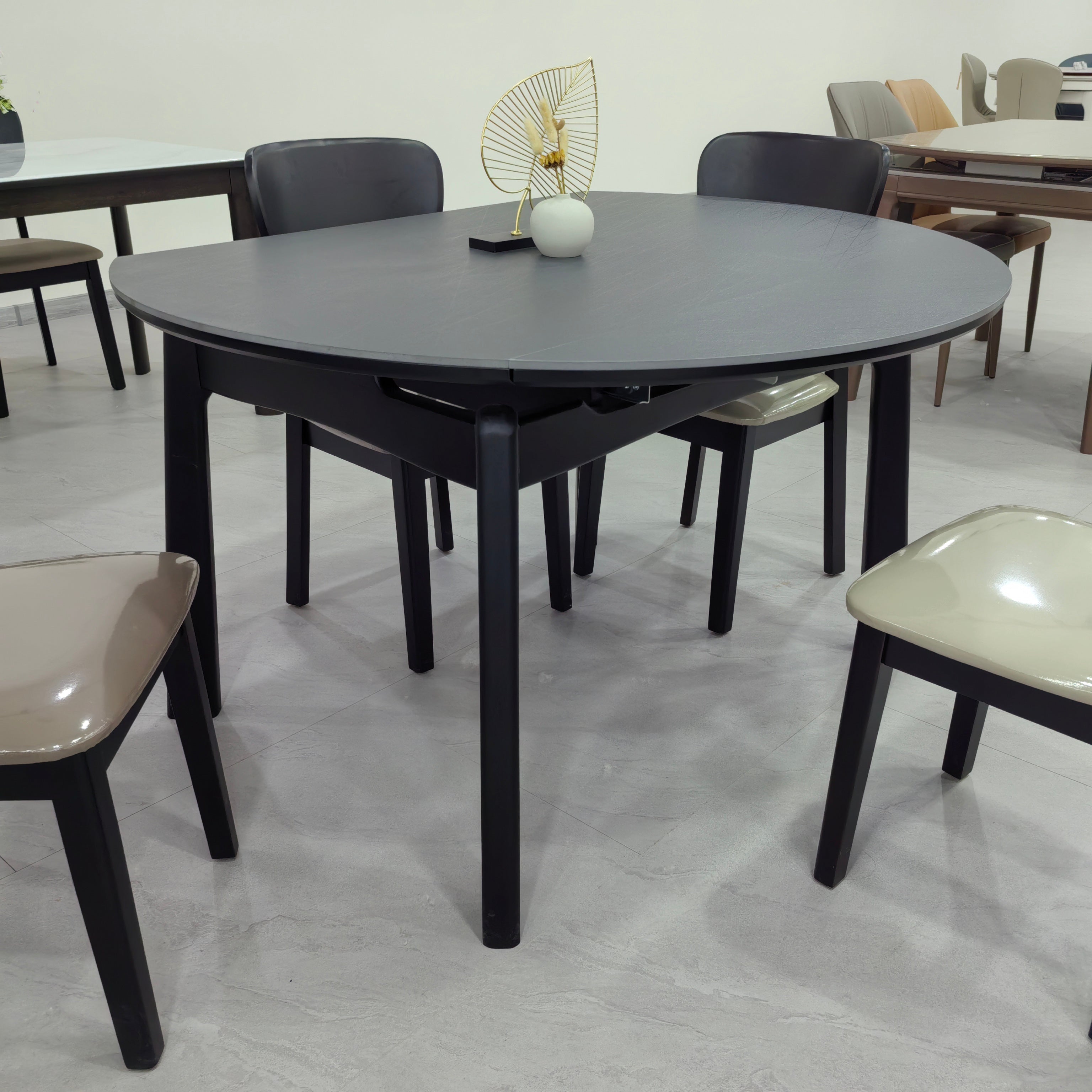 Dining Table Artificial Stone Solid Wood LKD015DTXYD | LEUKHOME