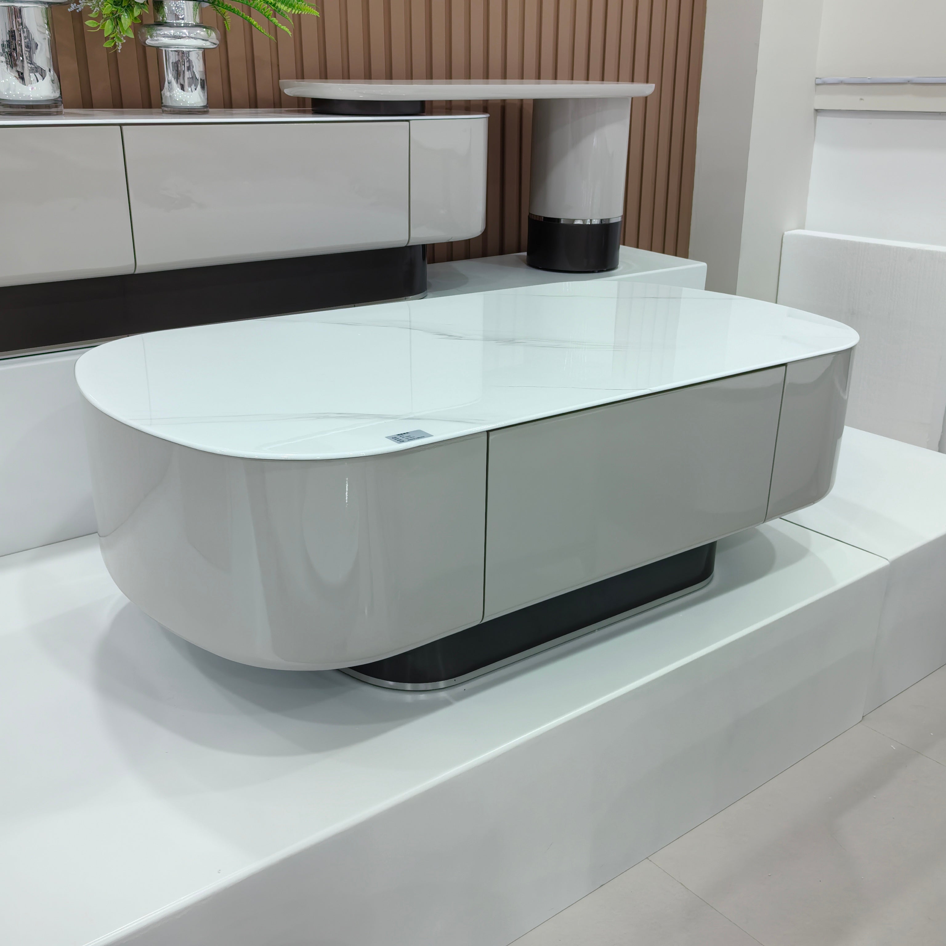 طاولة قهوة من الحجر الصناعي مع طلاء الخبز LKLM1503CTFH | LEUKHOME