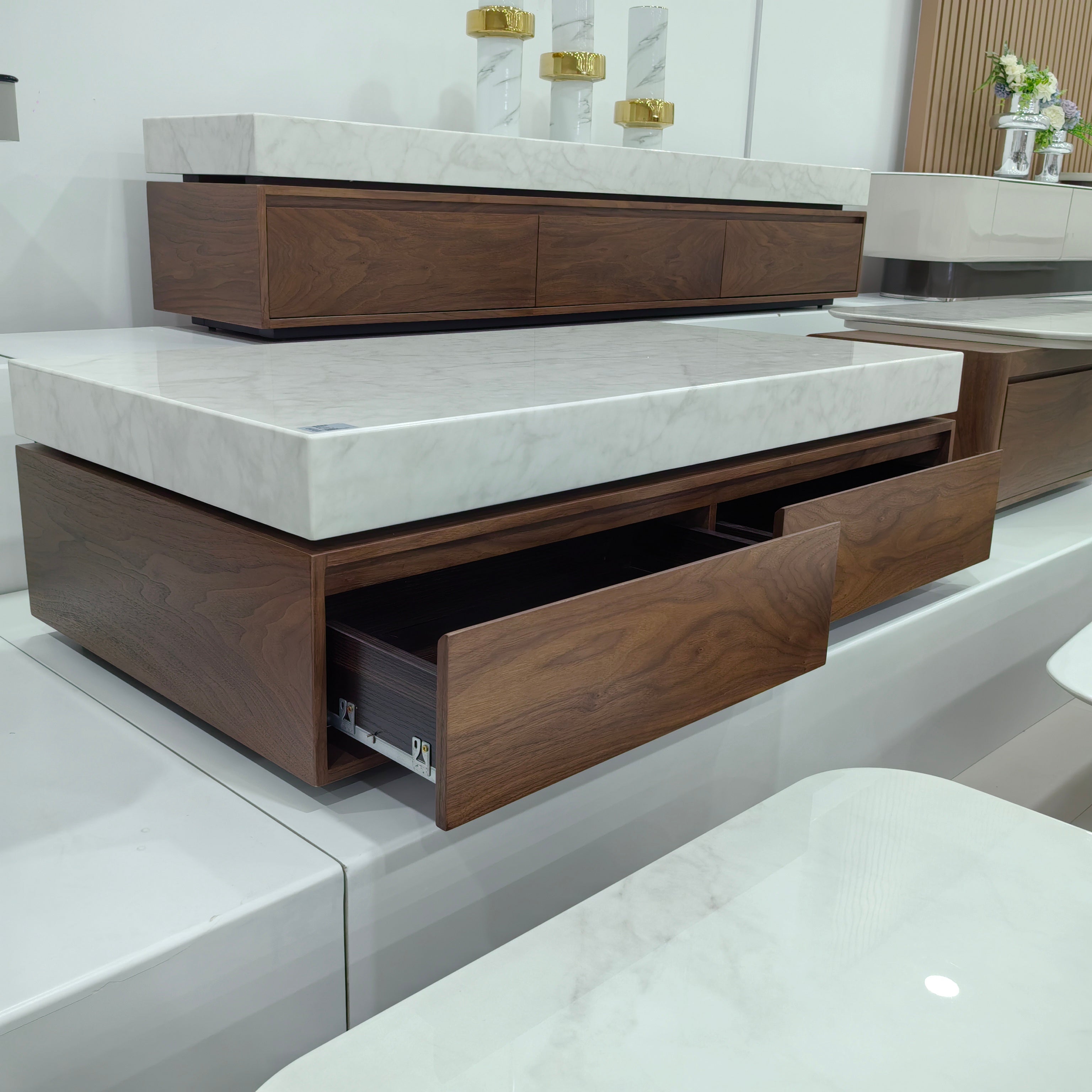 Coffee Table Imitation Marble Wood Veneer‌ LKLM1519CTFH | LEUKHOME