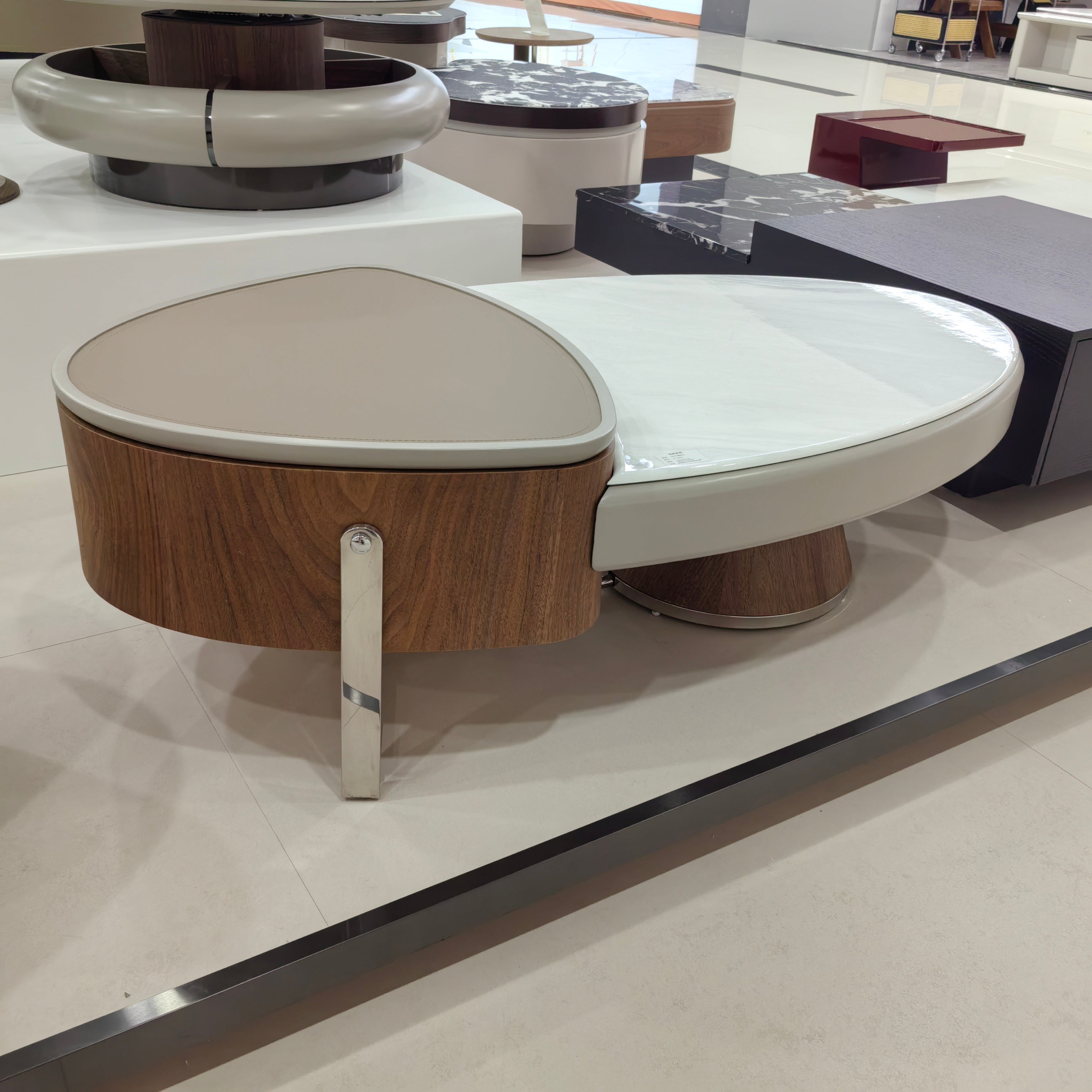 Coffee Table Artificial Stone Wood Veneer‌ Baking Paint LKLM3751CTFH | LEUKHOME