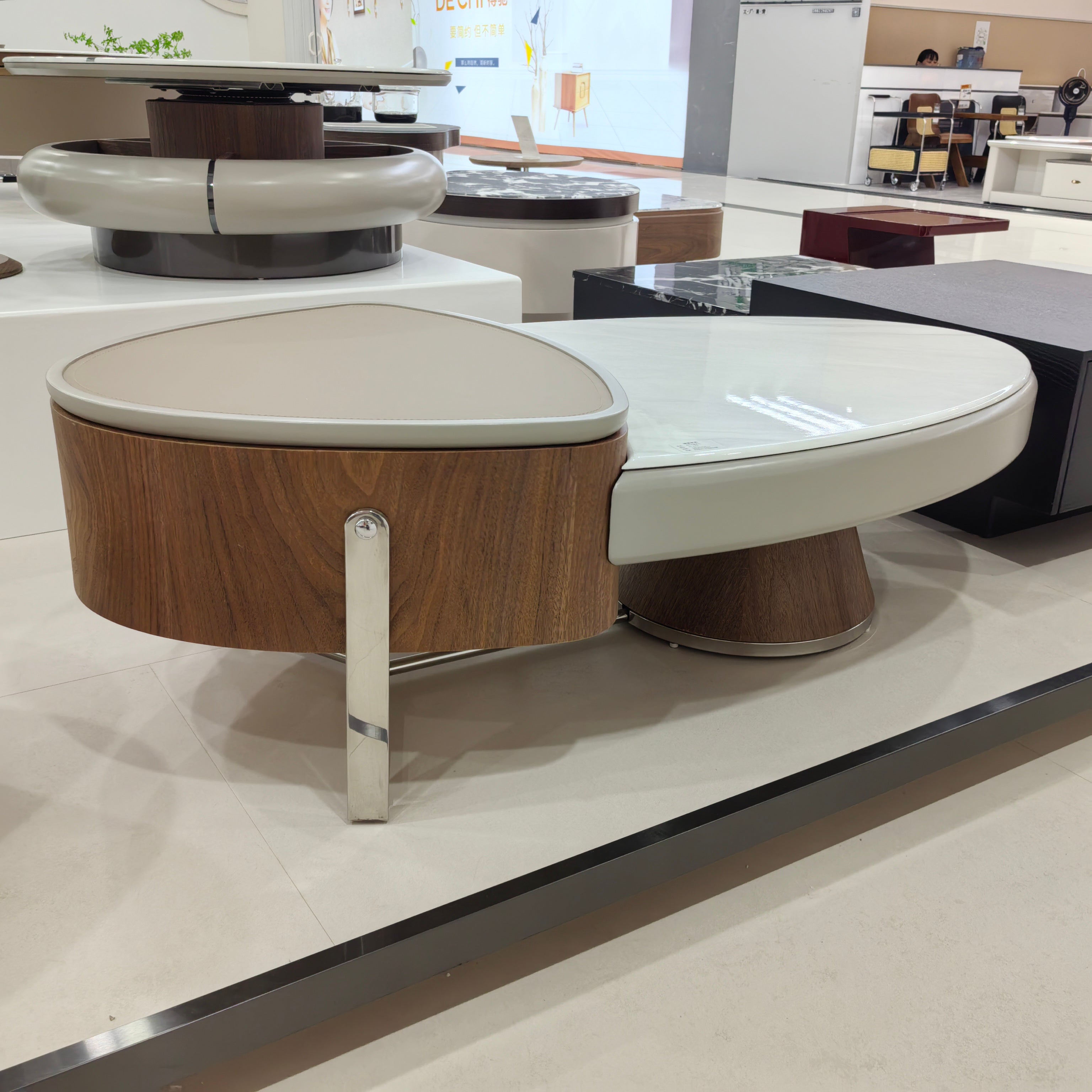 Coffee Table Artificial Stone Wood Veneer‌ Baking Paint LKLM3751CTFH | LEUKHOME