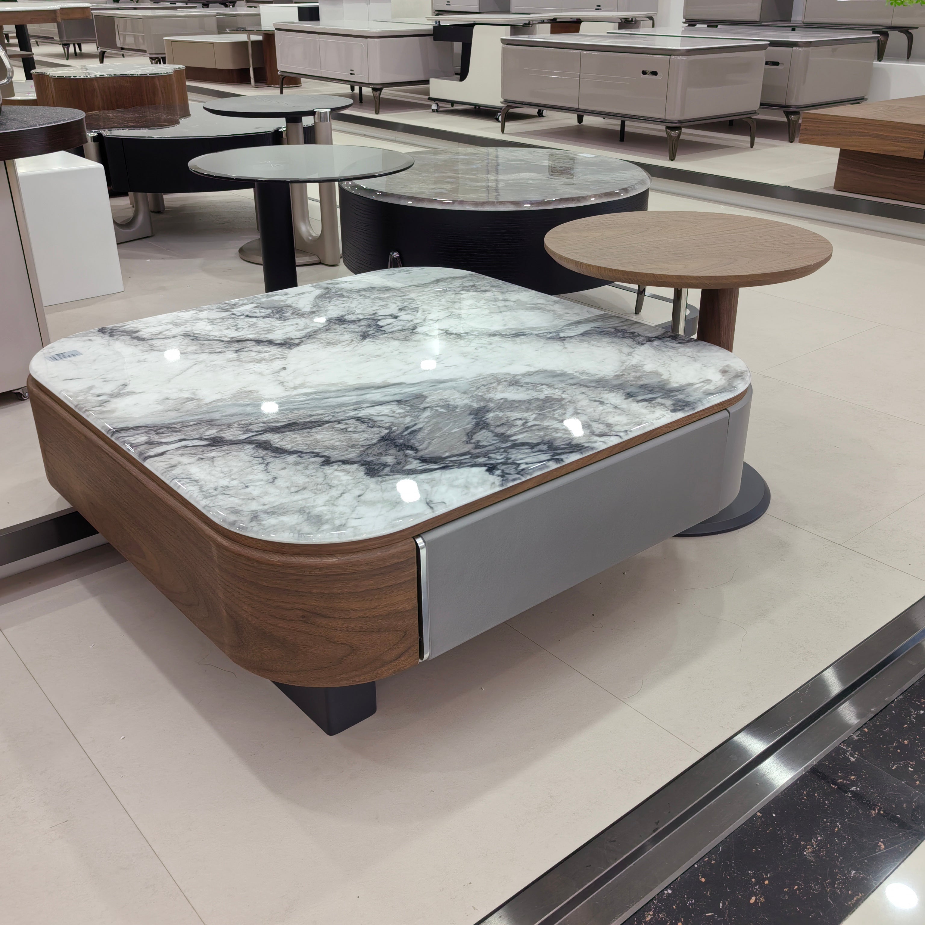 Coffee Table Artificial Stone Wood Veneer‌ Baking Paint LKLM2520CTFH | LEUKHOME