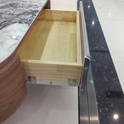 Coffee Table Artificial Stone Wood Veneer‌ Baking Paint LKLM2520CTFH | LEUKHOME