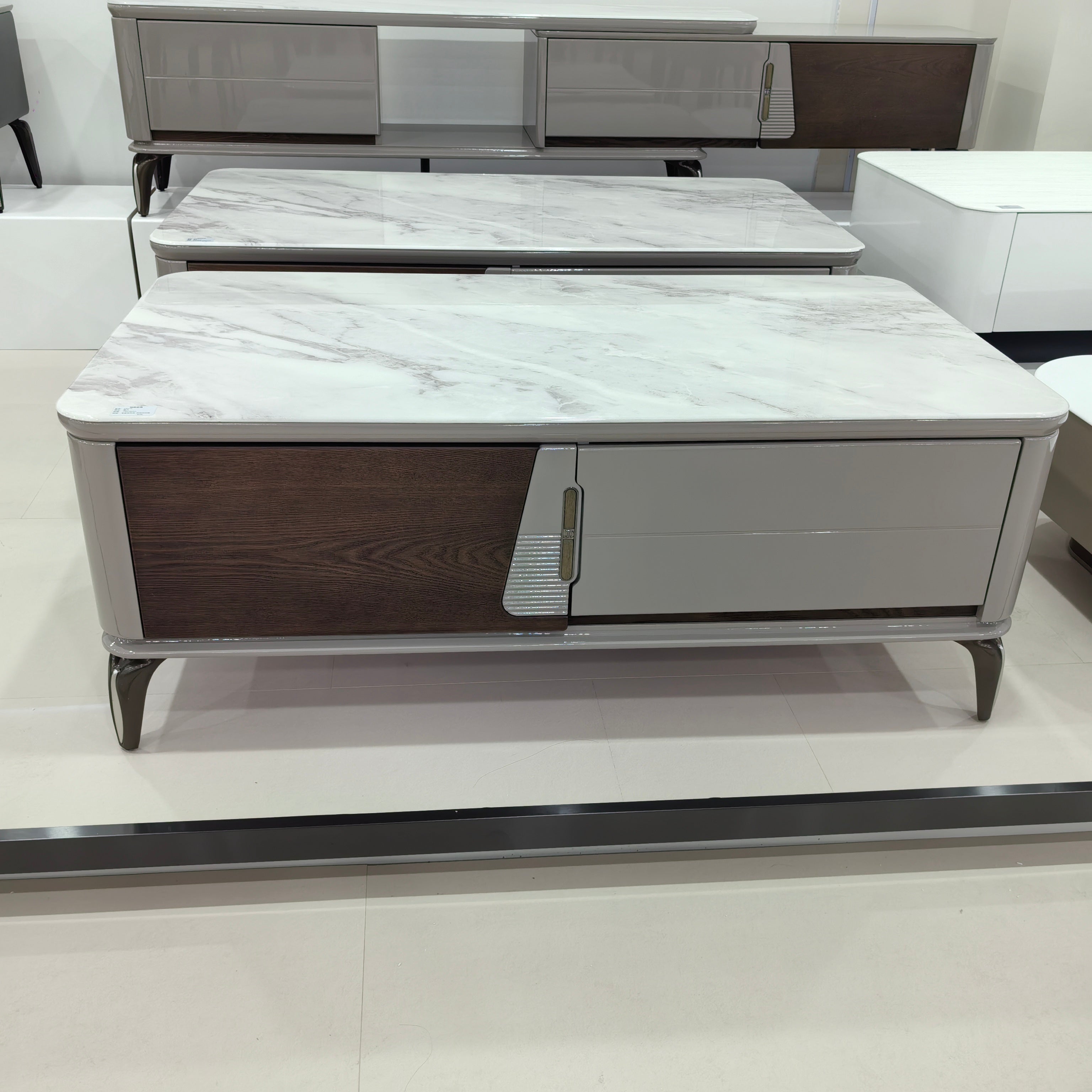 طاولة قهوة من الحجر الصناعي مع طلاء الخبز LKLV5513CTFH | LEUKHOME