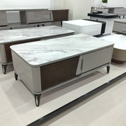 طاولة قهوة من الحجر الصناعي مع طلاء الخبز LKLV5513CTFH | LEUKHOME