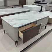 طاولة قهوة من الحجر الصناعي مع طلاء الخبز LKLV5513CTFH | LEUKHOME