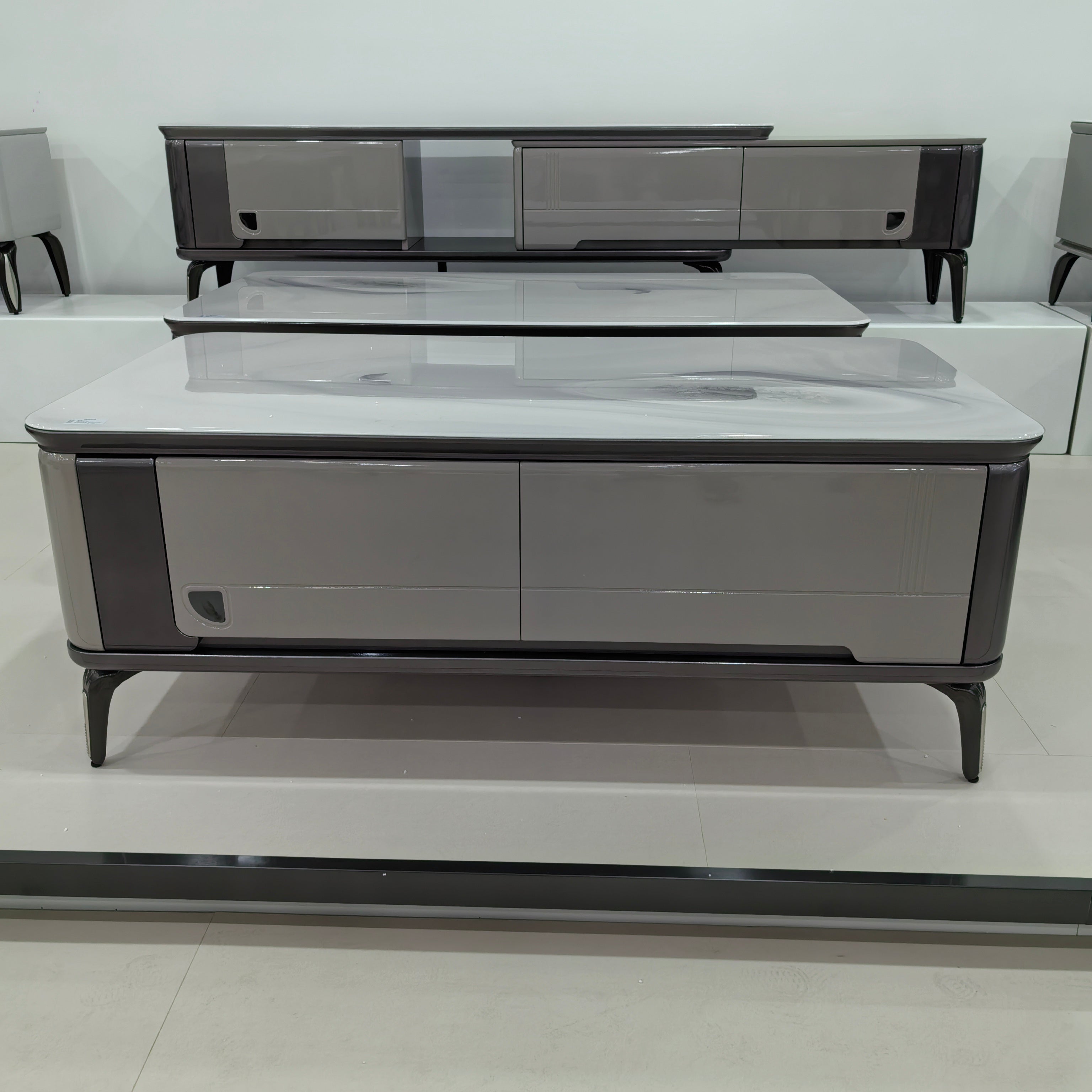 طاولة قهوة من الحجر الصناعي مع طلاء الخبز LKLV6613CTFH | LEUKHOME