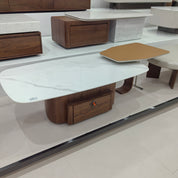 طاولة قهوة رخامية بقشرة خشبية LKLM1525CTFH | LEUKHOME