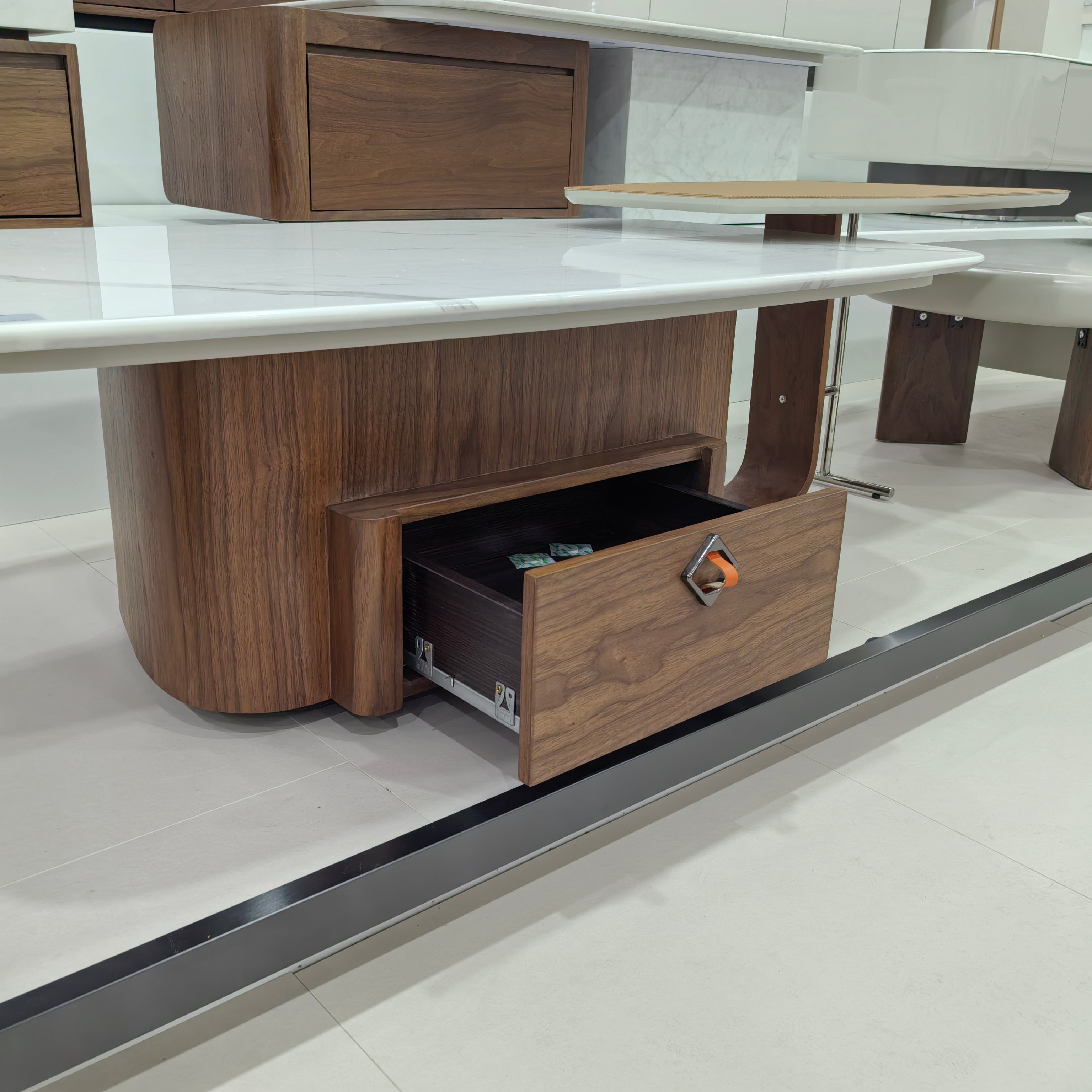 طاولة قهوة رخامية بقشرة خشبية LKLM1525CTFH | LEUKHOME