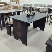 Dining Table Artificial Stone Wood Veneer‌ LKD053DTFH | LEUKHOME