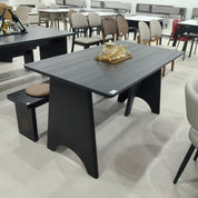 Обеденный стол из искусственного камня и дерева‌ LKD055DTFH | LEUKHOME