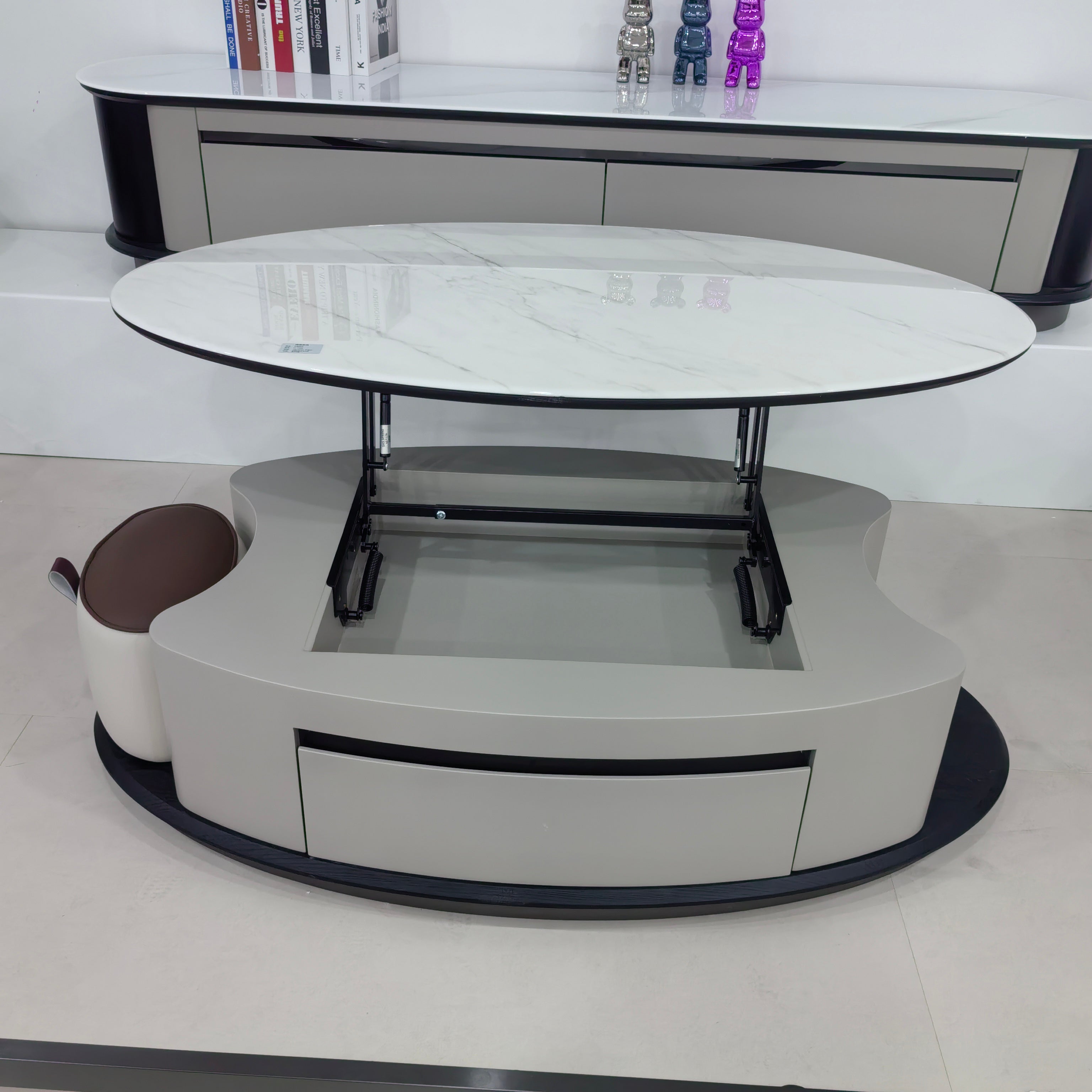 طاولة قهوة من الحجر الصناعي مطلية بالخبز، LKLM1520CTFH | LEUKHOME