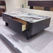 Coffee Table Artificial Stone‌ Wood Veneer‌ LKL037CTAYG | LEUKHOME