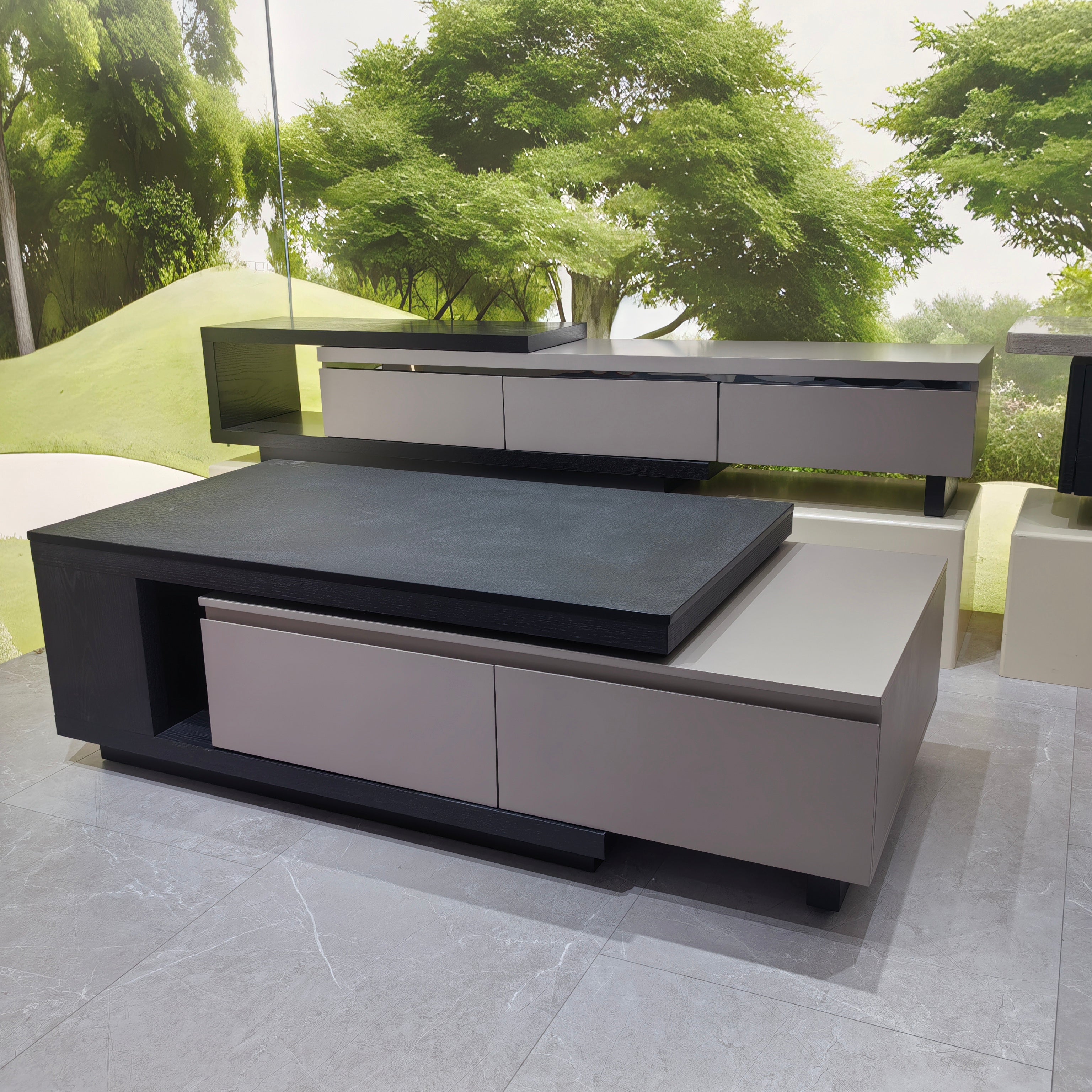 Coffee Table Sintered Stone‌ Baking Paint Wood Veneer‌ LKL039CTAYG | LEUKHOME