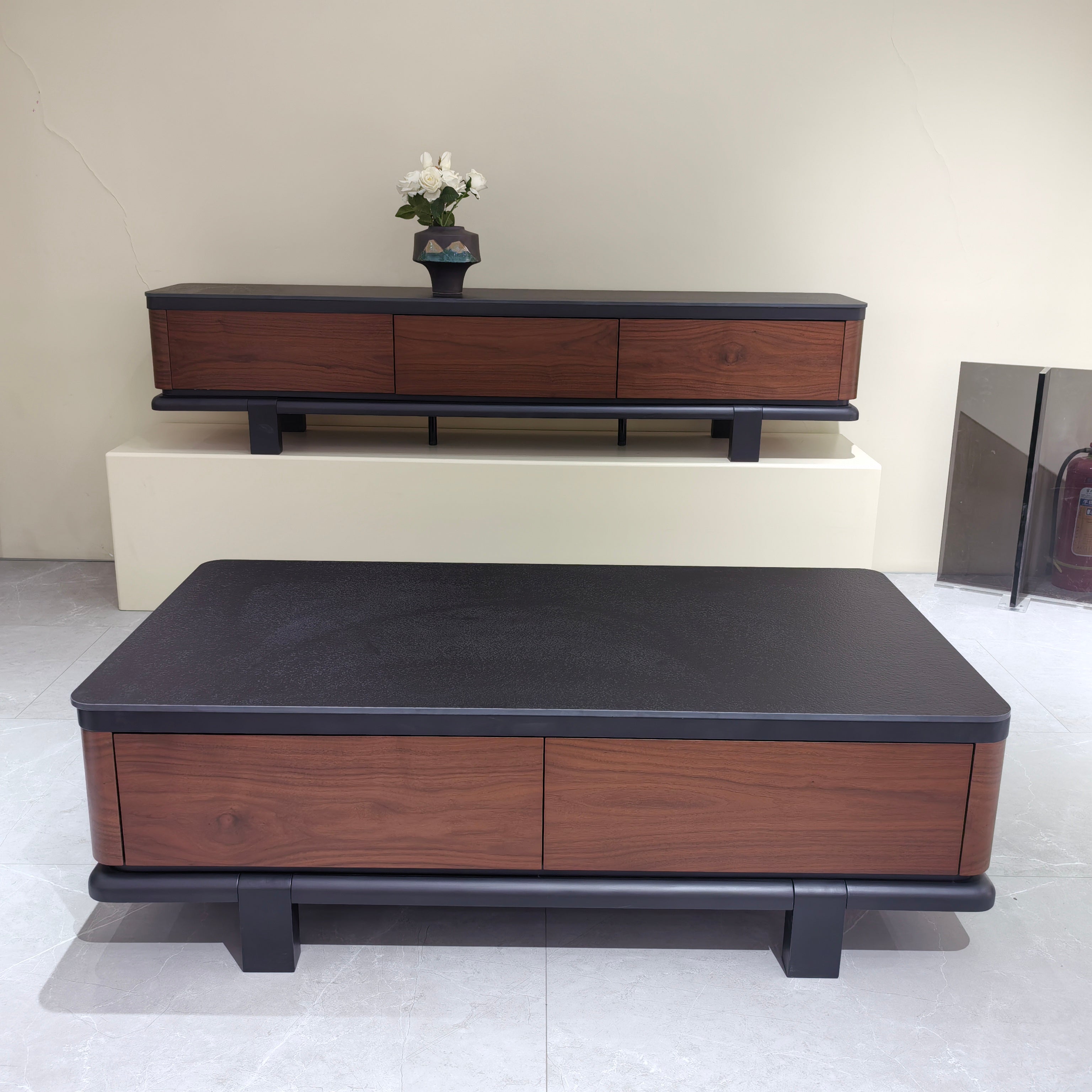 Coffee Table Sintered Stone‌ Baking Paint Wood Veneer‌ LKL041CTAYG | LEUKHOME